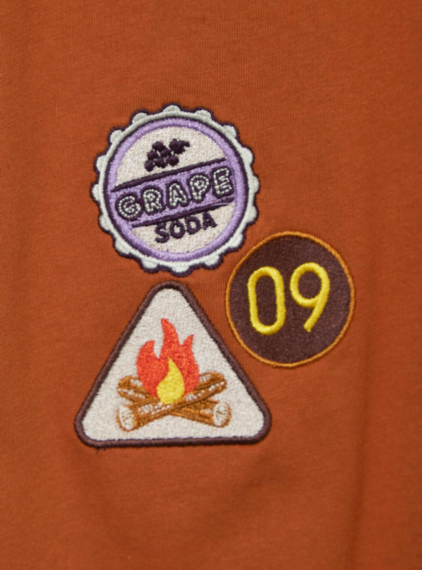 Disney Pixar Up Wilderness Explorer Badges T-Shirt - BoxLunch Exclusive, ORANGE, alternate