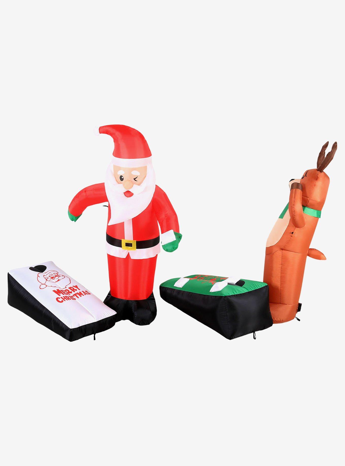 Santa and Reindeer Playing Cornhole Airflowz Inflatable