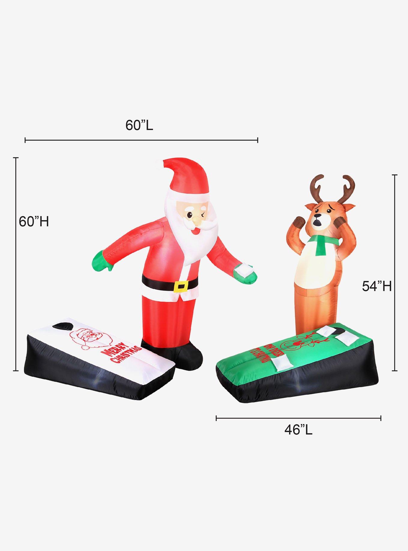 Santa and Reindeer Playing Cornhole Airflowz Inflatable