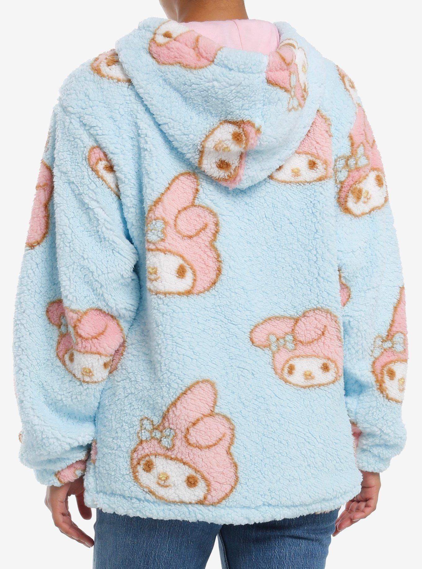 My Melody Blue Sherpa Girls Hoodie, PINK  BLUE, alternate