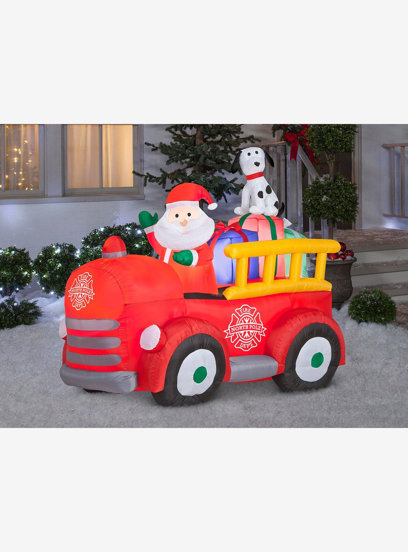 Santa's Vintage Fire Truck Airblown, , alternate