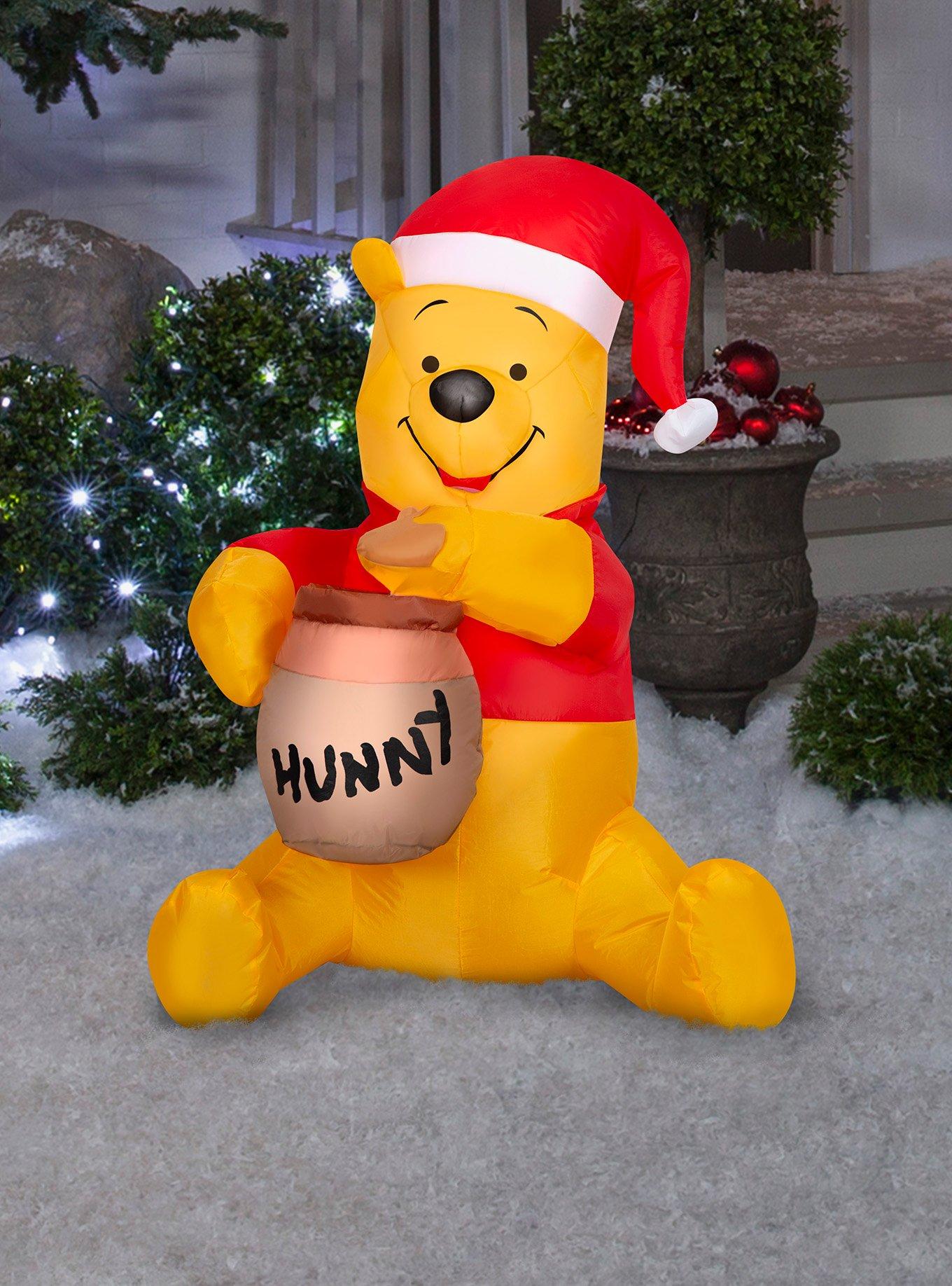 Disney Winnie the Pooh in Santa Hat Hunny Pot Airblown, , alternate