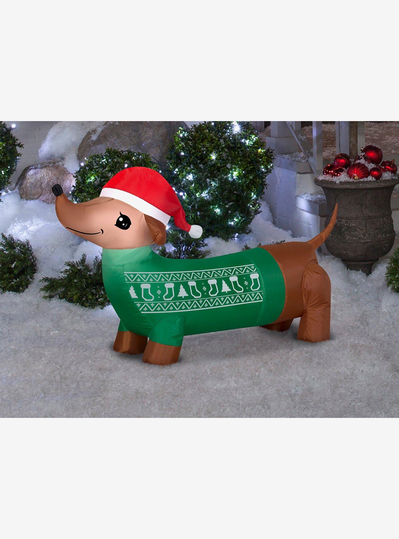 Dachshund Dog with Green Sweater Airblown, , alternate