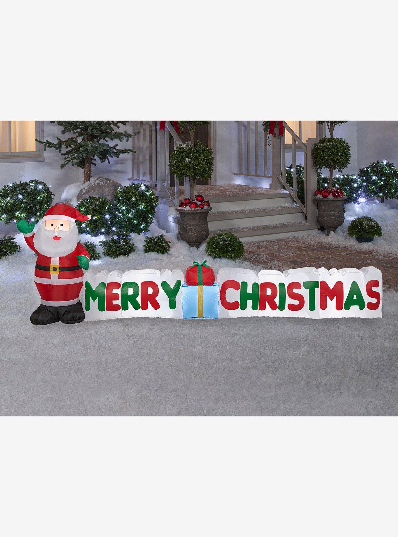 Santa with "Merry Christmas" Sign Inflatable, , alternate