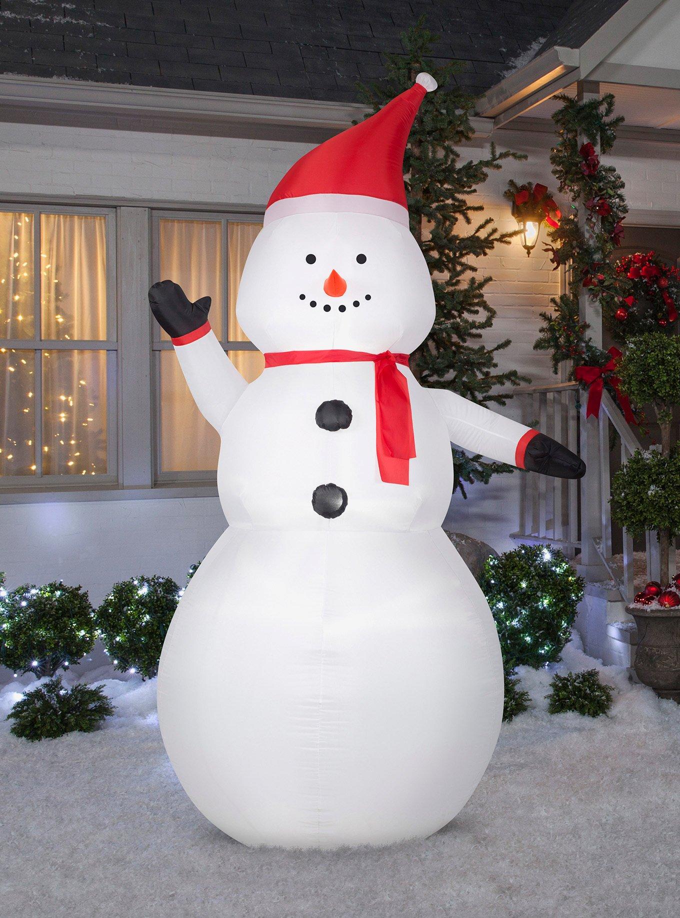 Snowman with Santa Hat Airblown, , hi-res