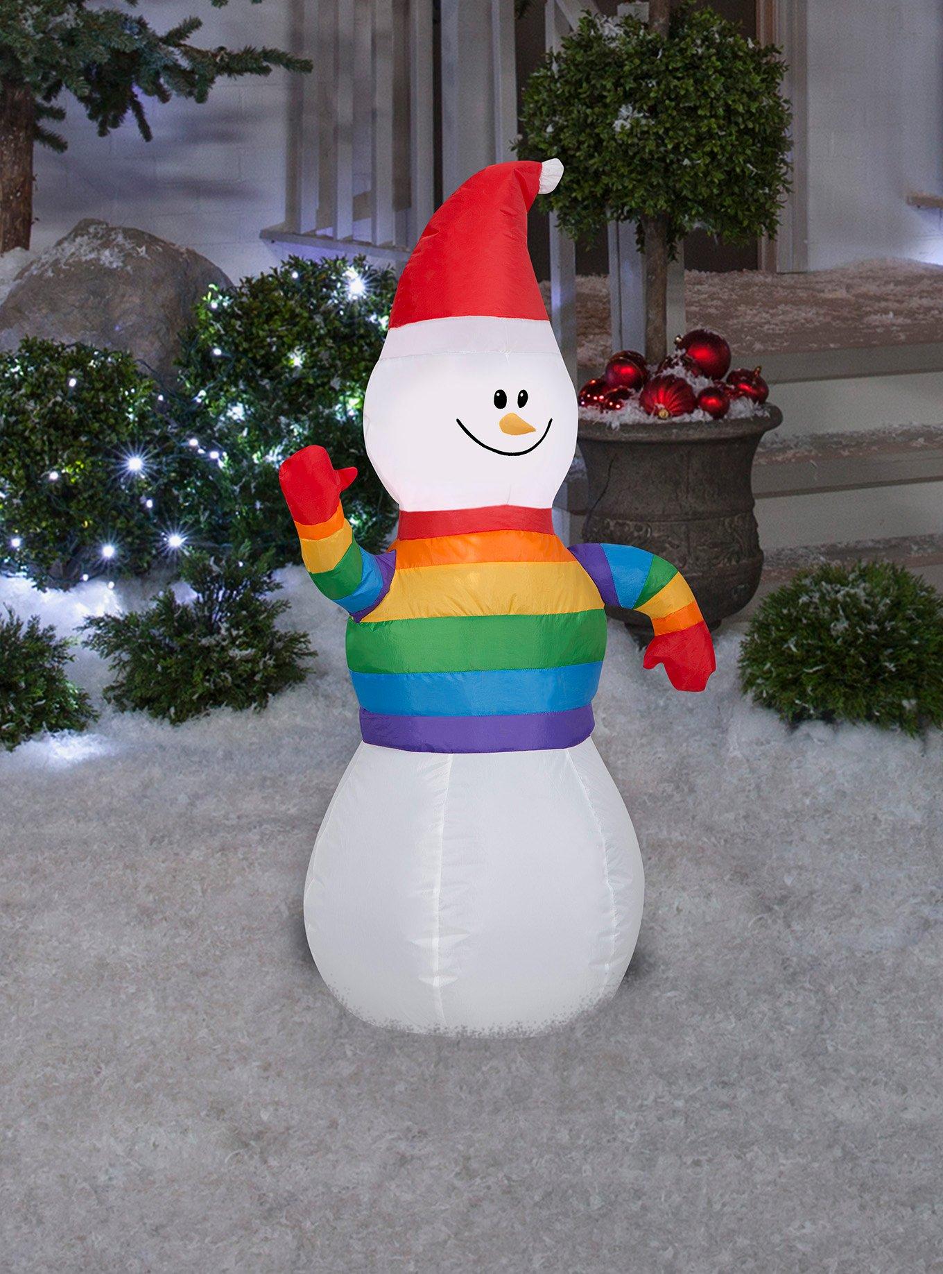 Snowman in Rainbow Sweater Airblown, , alternate