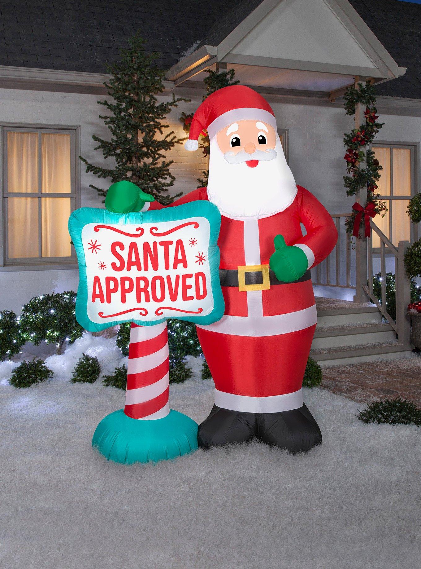 Santa with "Santa Approved" Sign Airblown, , hi-res