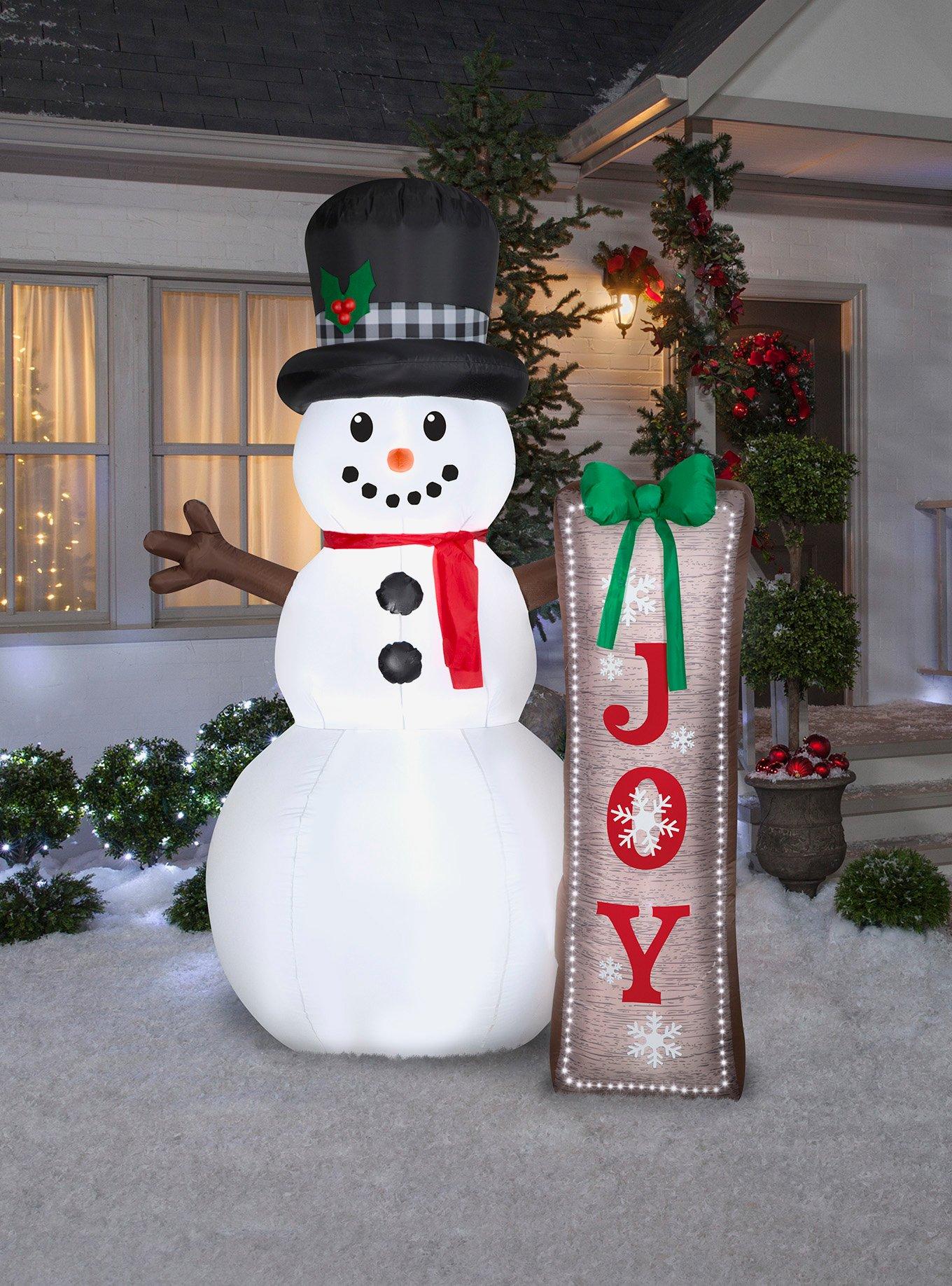 Snowman with Sign Airblown, , hi-res