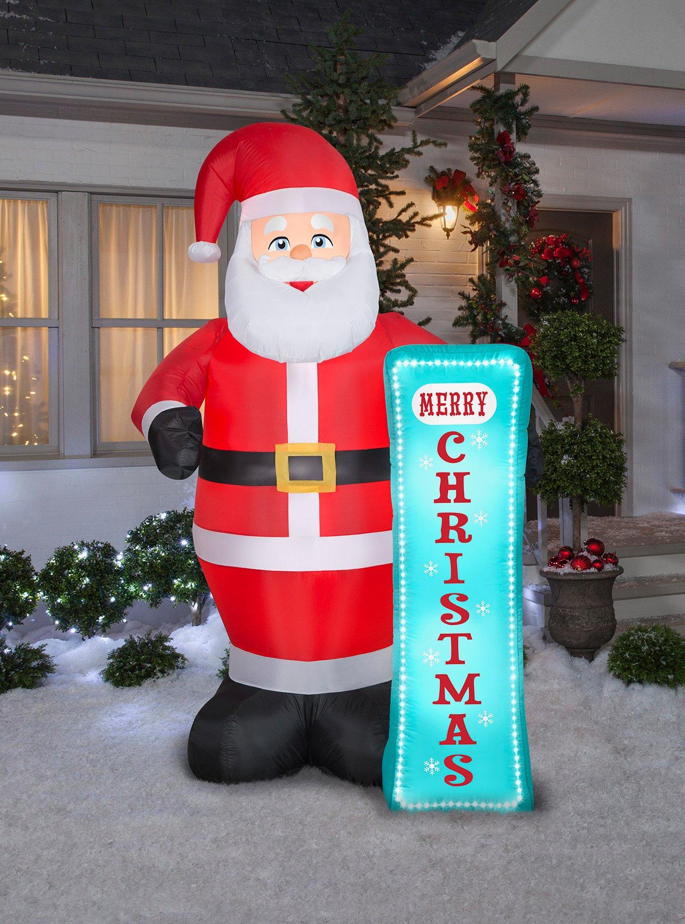 Santa with Sign Airblown, , hi-res