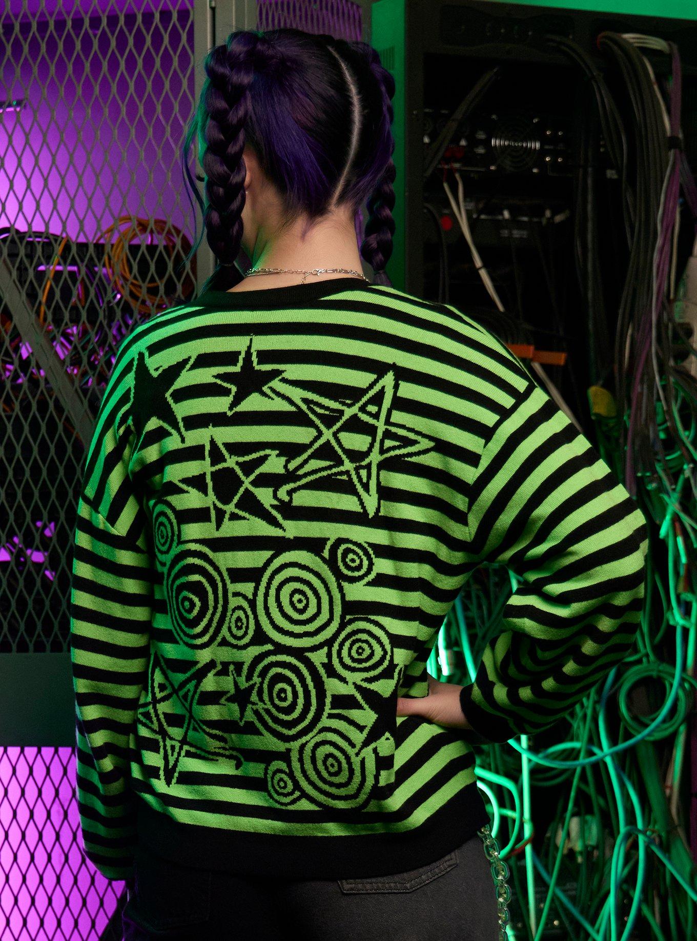 Invader Zim GIR Stripe Girls Zip-Up Cardigan, BLACK, alternate