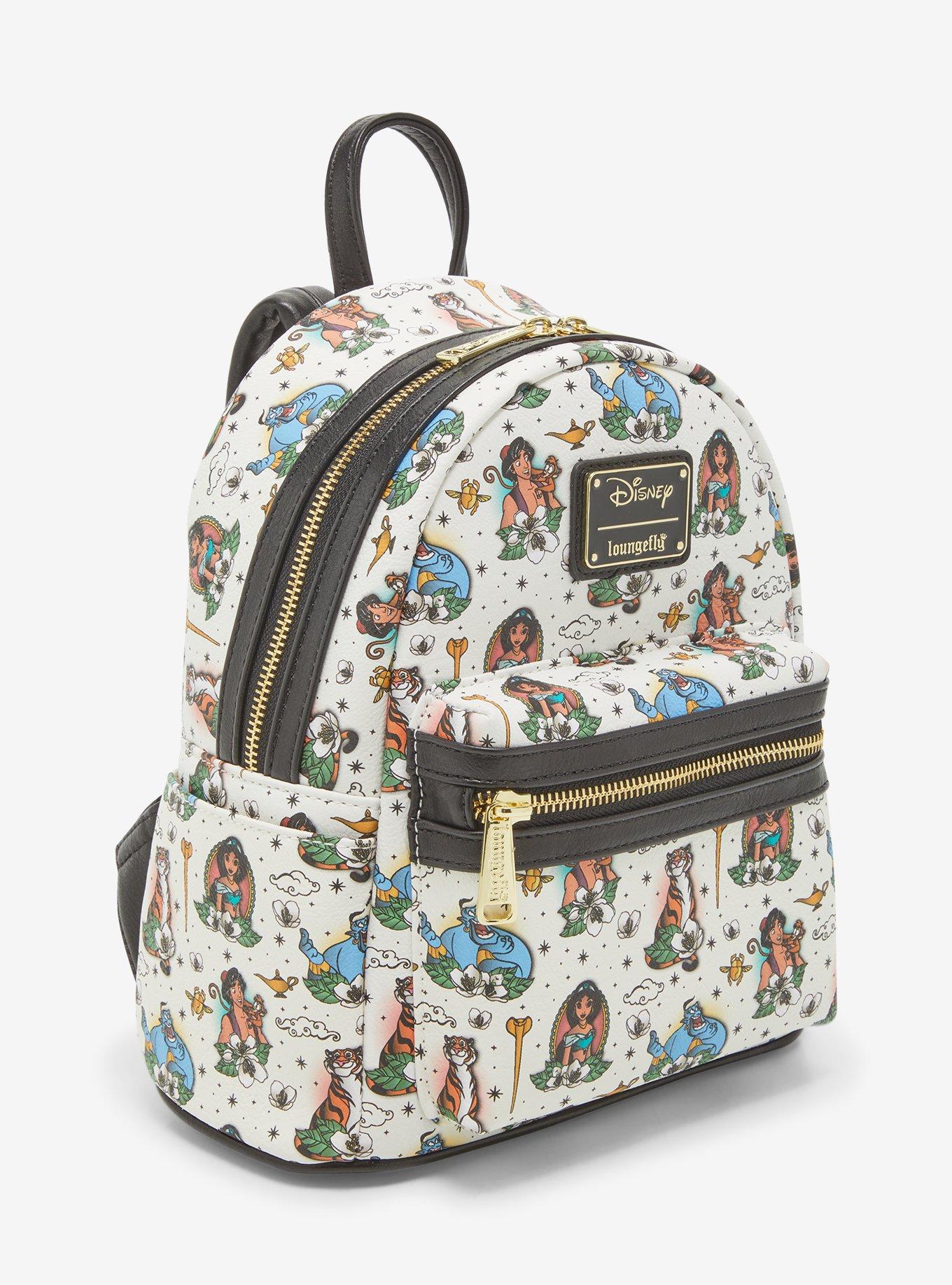 Loungefly Disney Aladdin Character Tattoo Portraits Allover Print Mini Backpack, , alternate