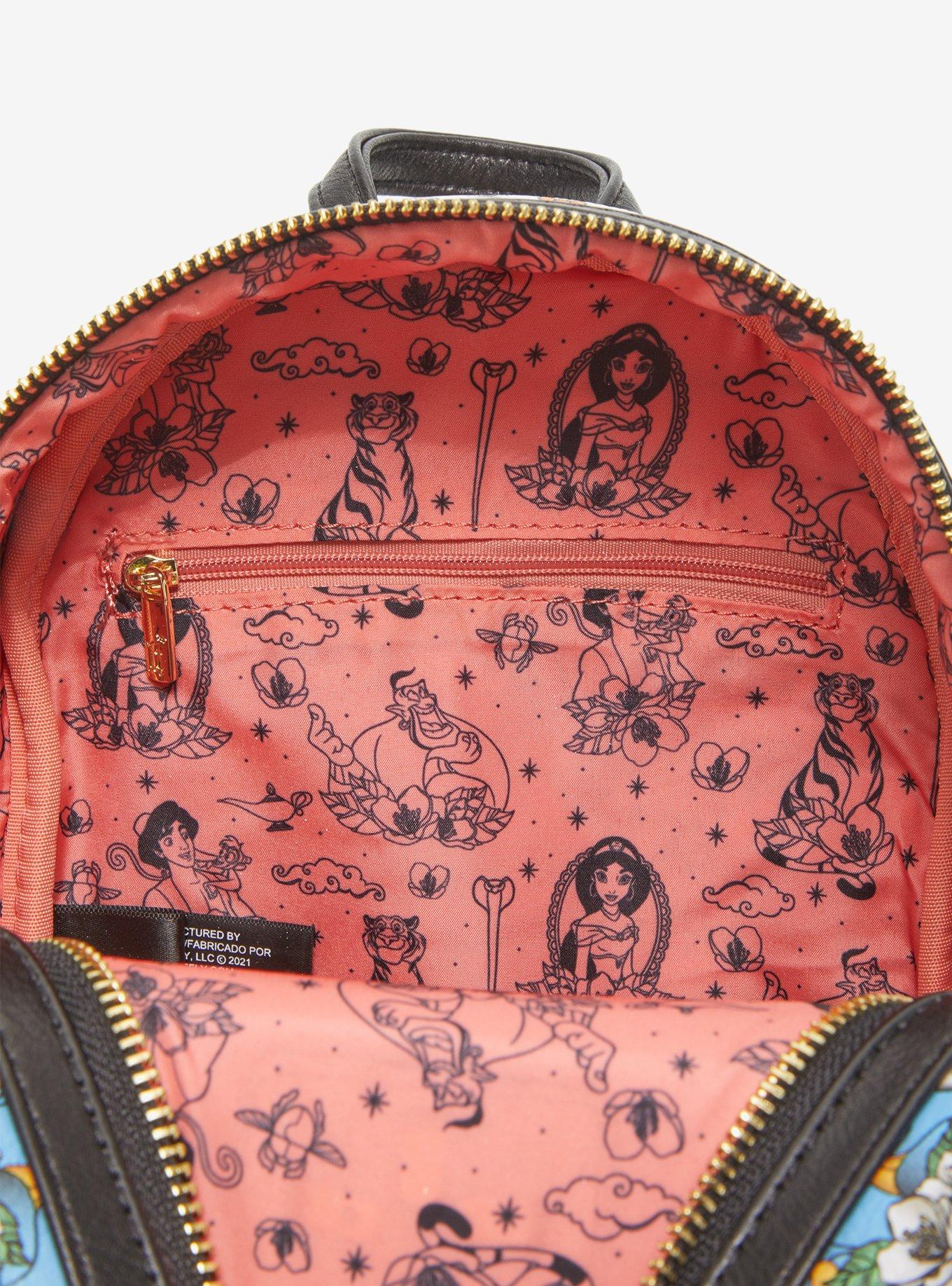 Loungefly Disney Aladdin Character Tattoo Portraits Allover Print Mini Backpack, , alternate