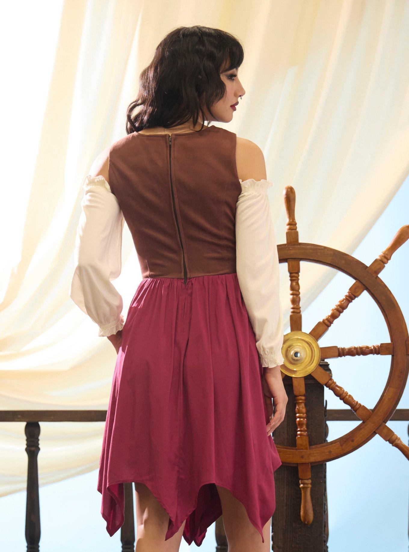 Her Universe Disney Pirates Of The Caribbean Pirate Cold Shoulder Dress, BEIGE, alternate