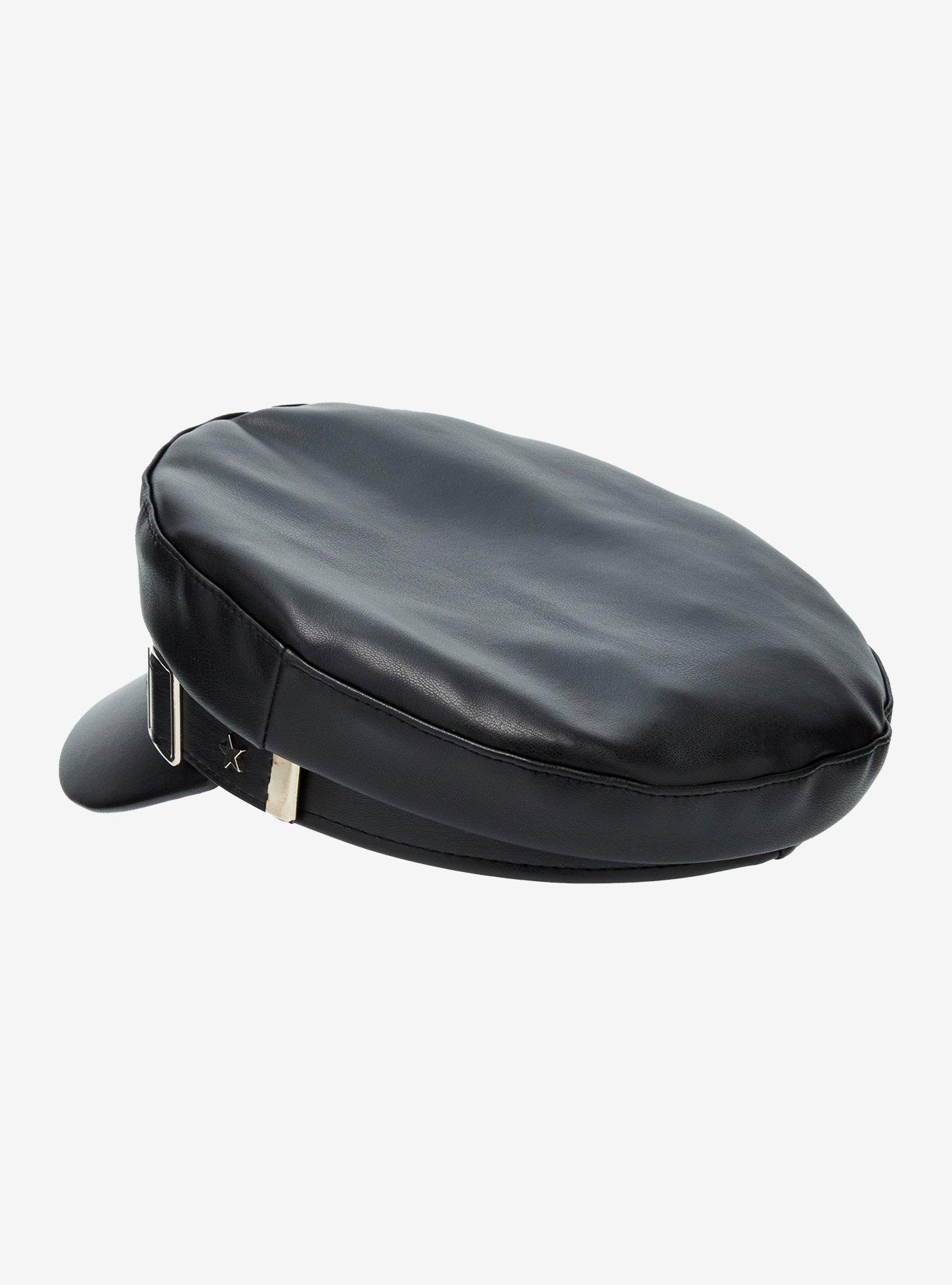 Star Stud & Buckle Faux Leather Cabbie Hat, , hi-res
