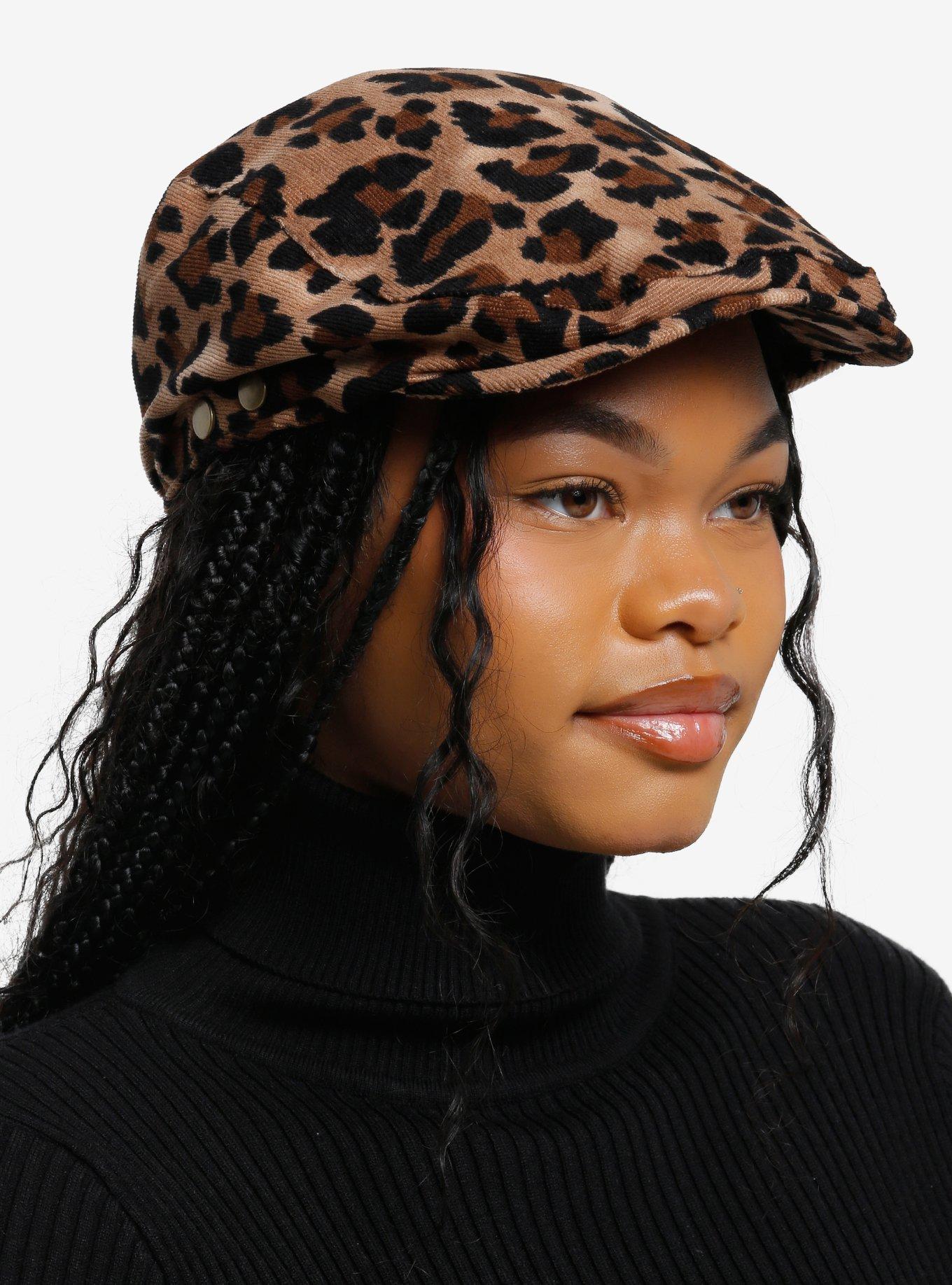 Leopard Print Flat Cap, , alternate