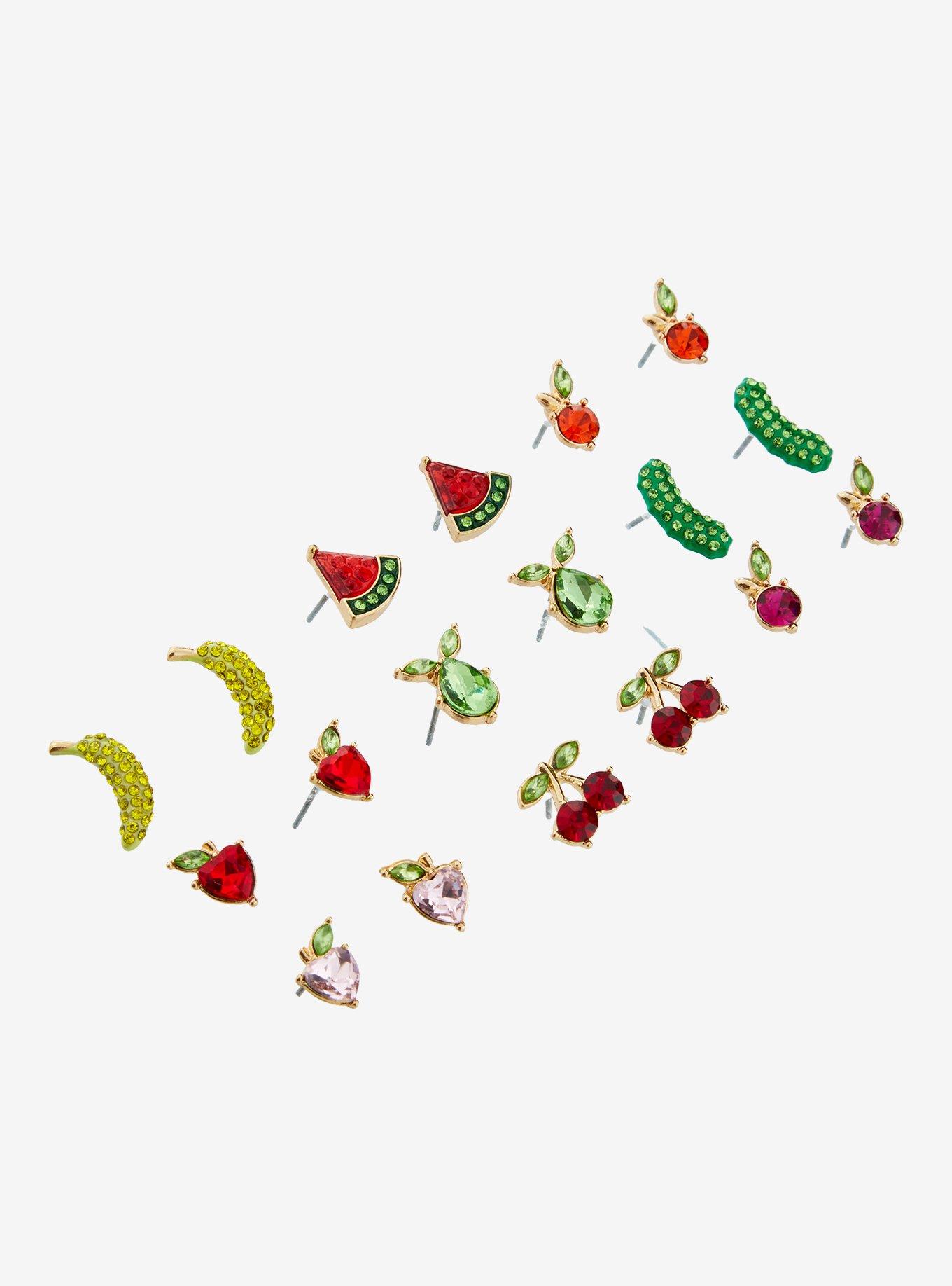 Fruit Gem Stud Earring Set, , alternate