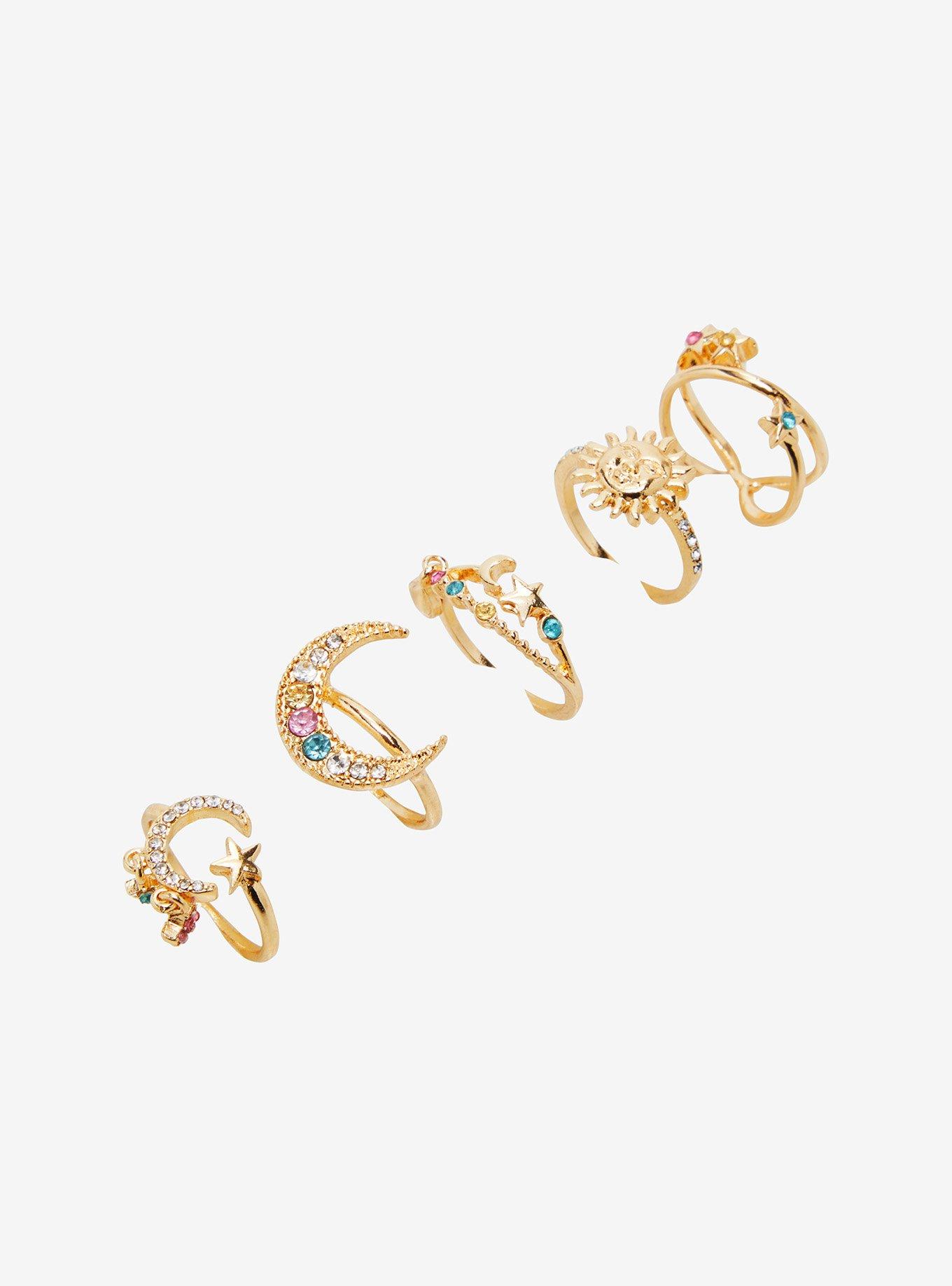 Gem Rhinestone Celestial Ring Set, , alternate