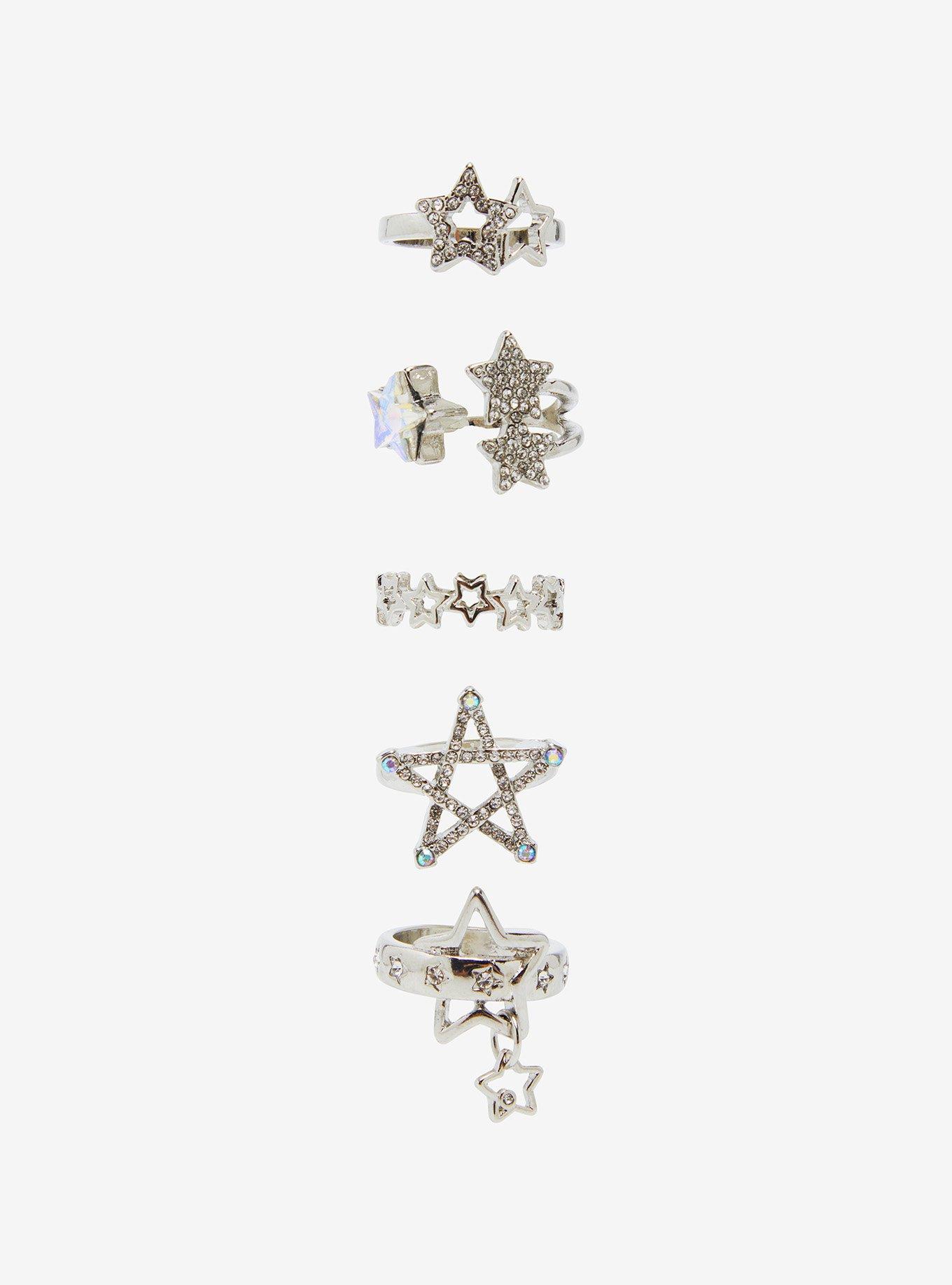 Rhinestone Star Ring Set, , hi-res