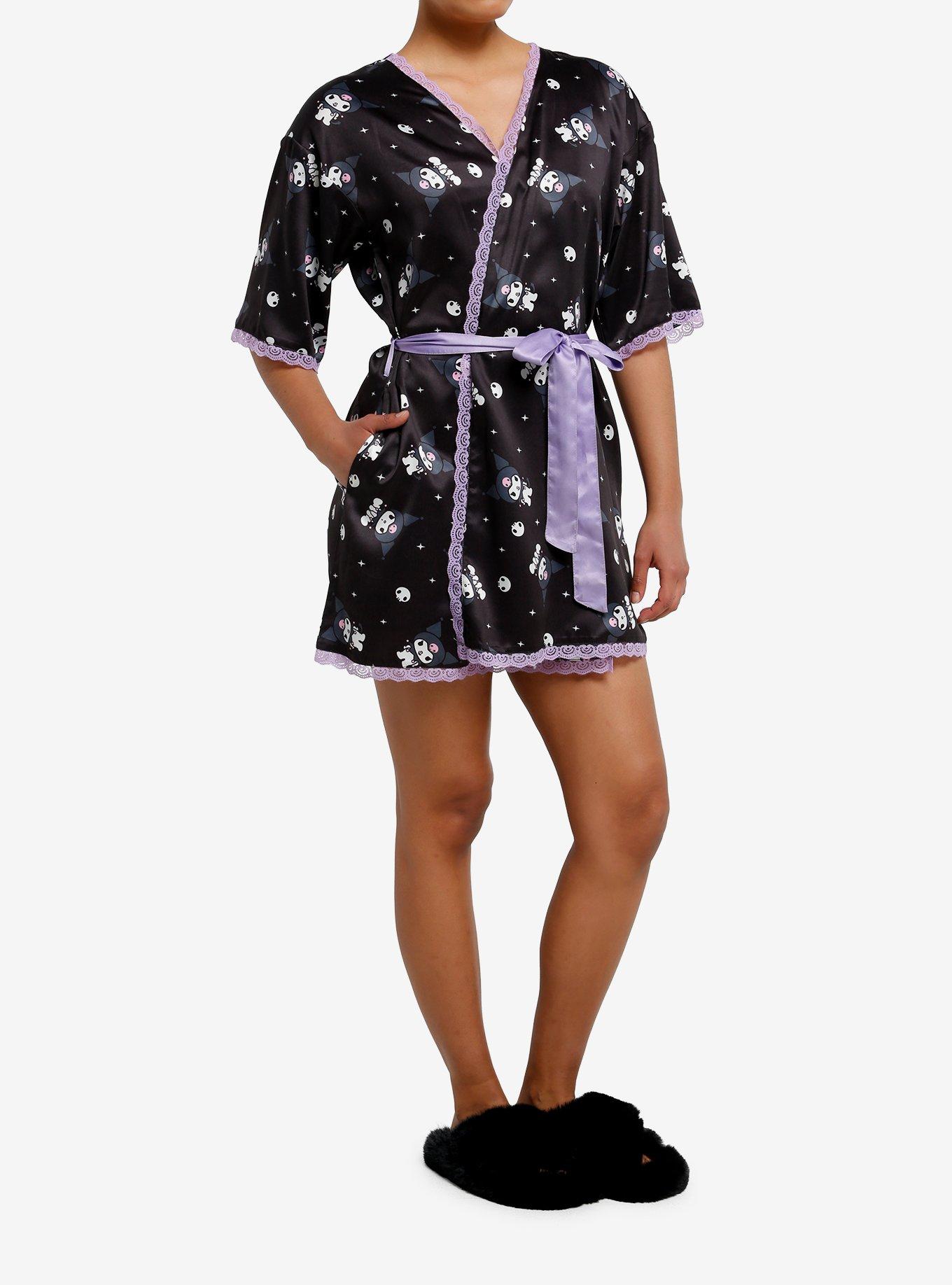 Kuromi Skull & Star Lace Trim Robe, , hi-res