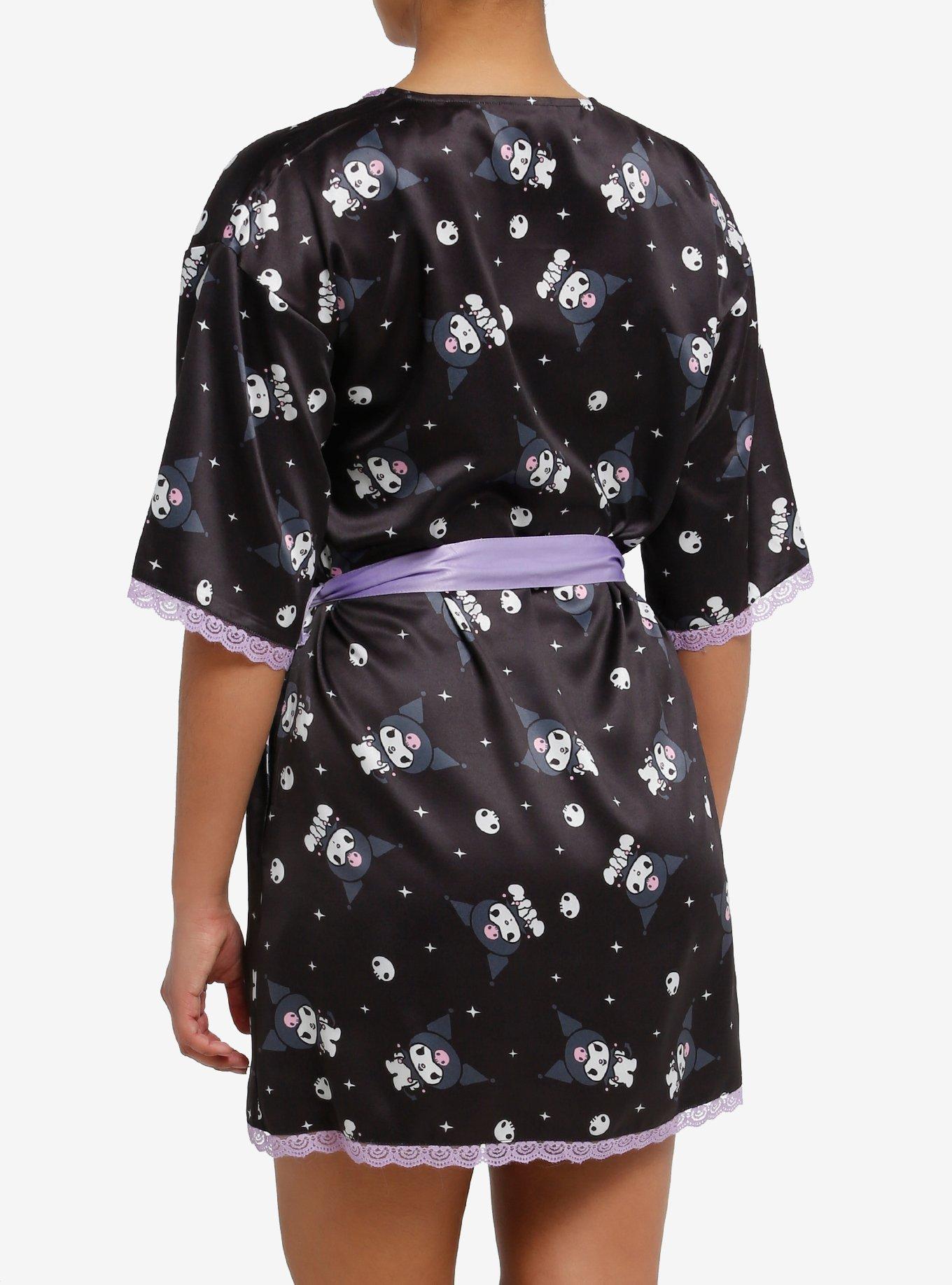 Kuromi Skull & Star Lace Trim Robe, MULTI, alternate