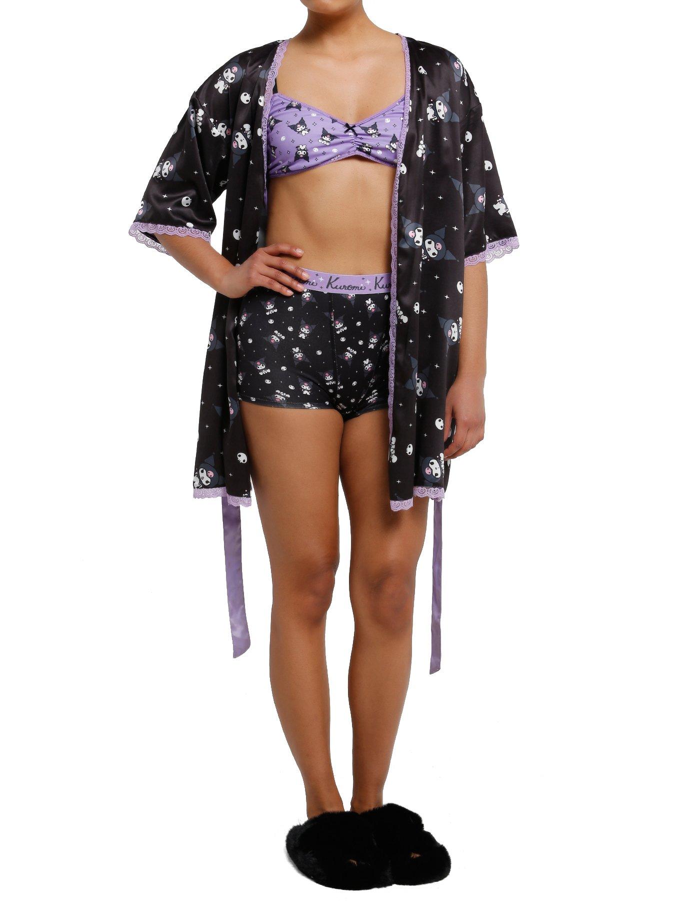 Kuromi Skull & Star Lace Trim Robe, MULTI, alternate