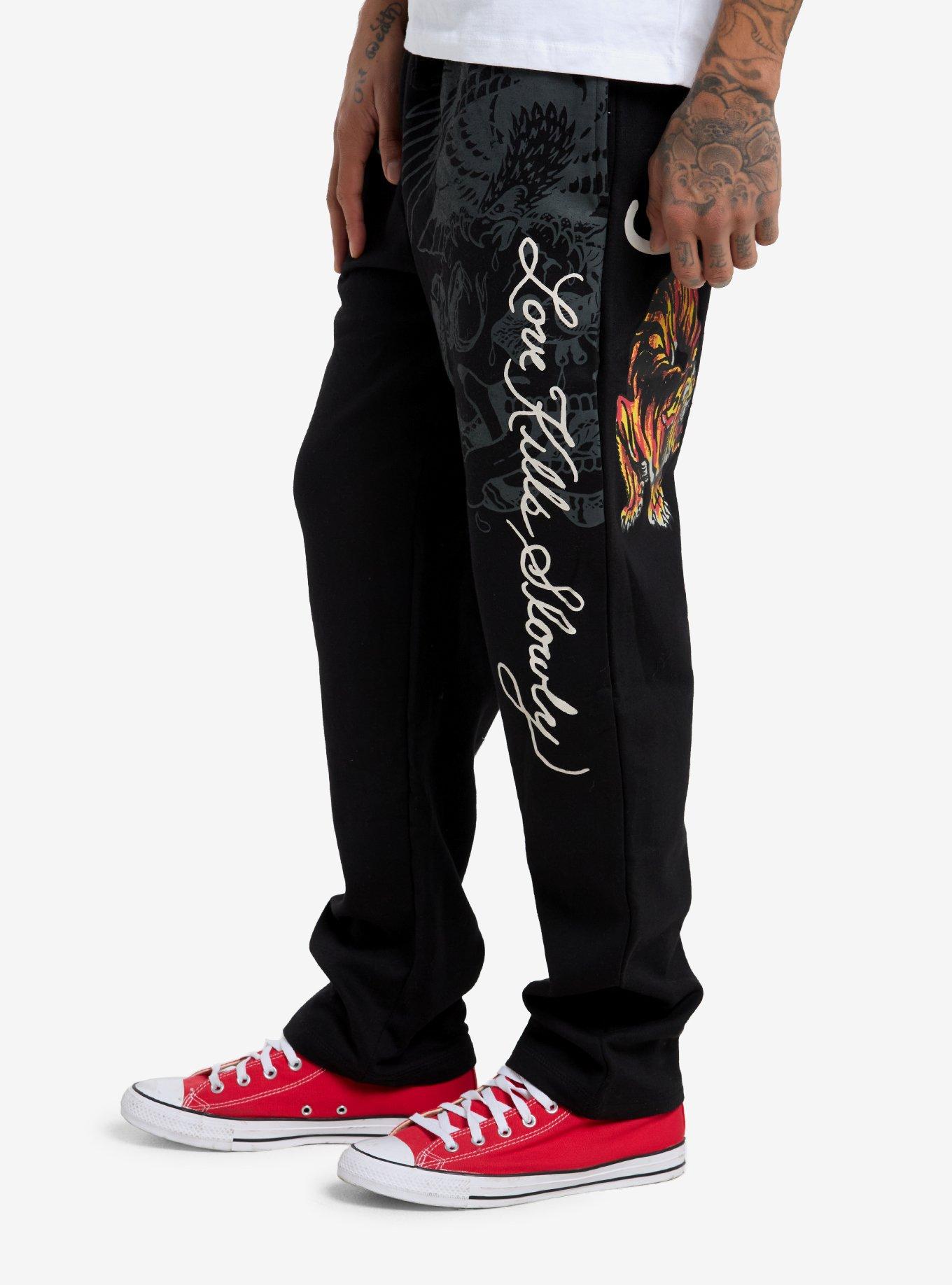 Ed Hardy Tiger Logo Sweatpants, BLACK, alternate