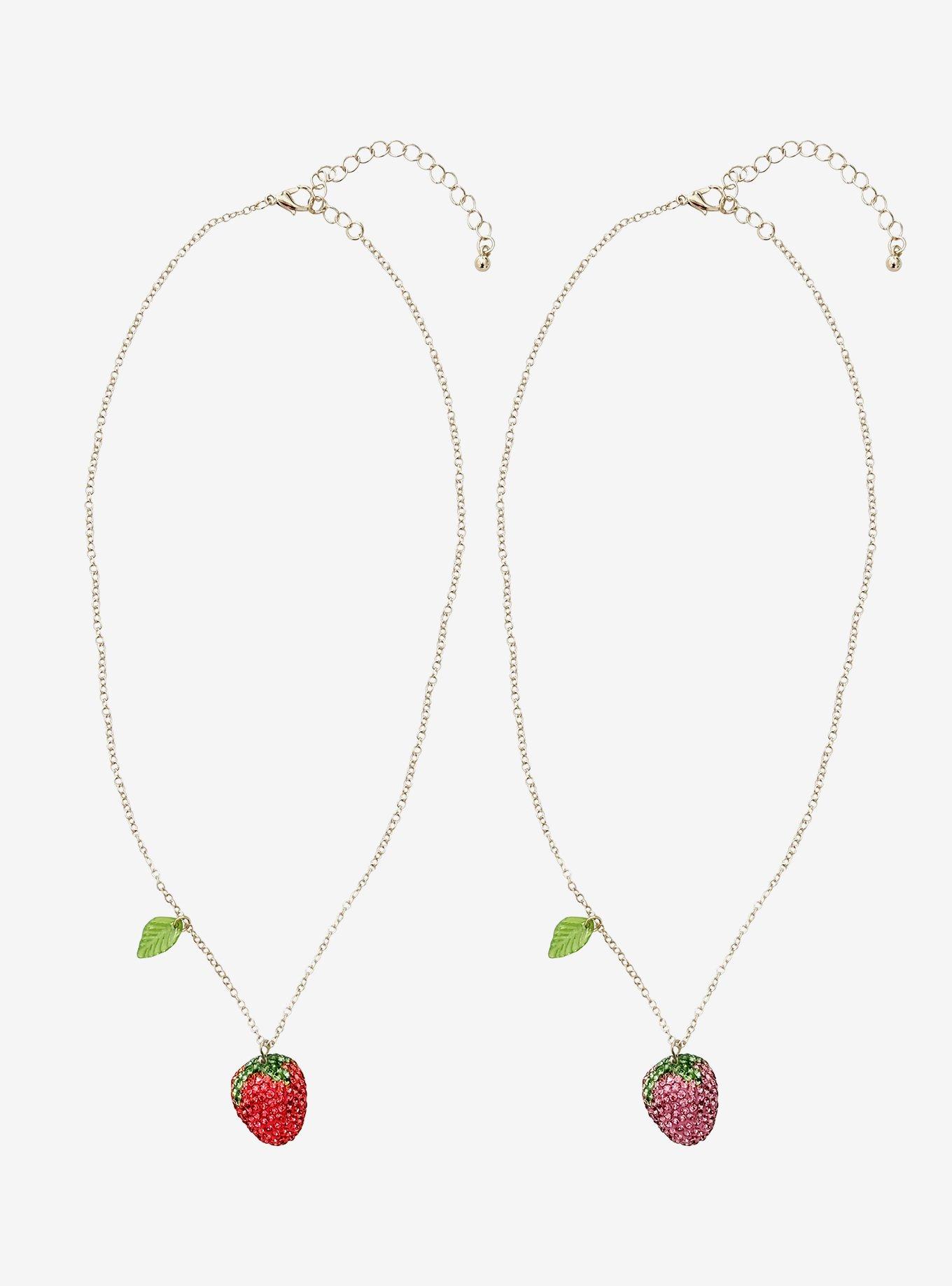 Sweet Society Strawberry Bling Best Friend Necklace Set, , hi-res