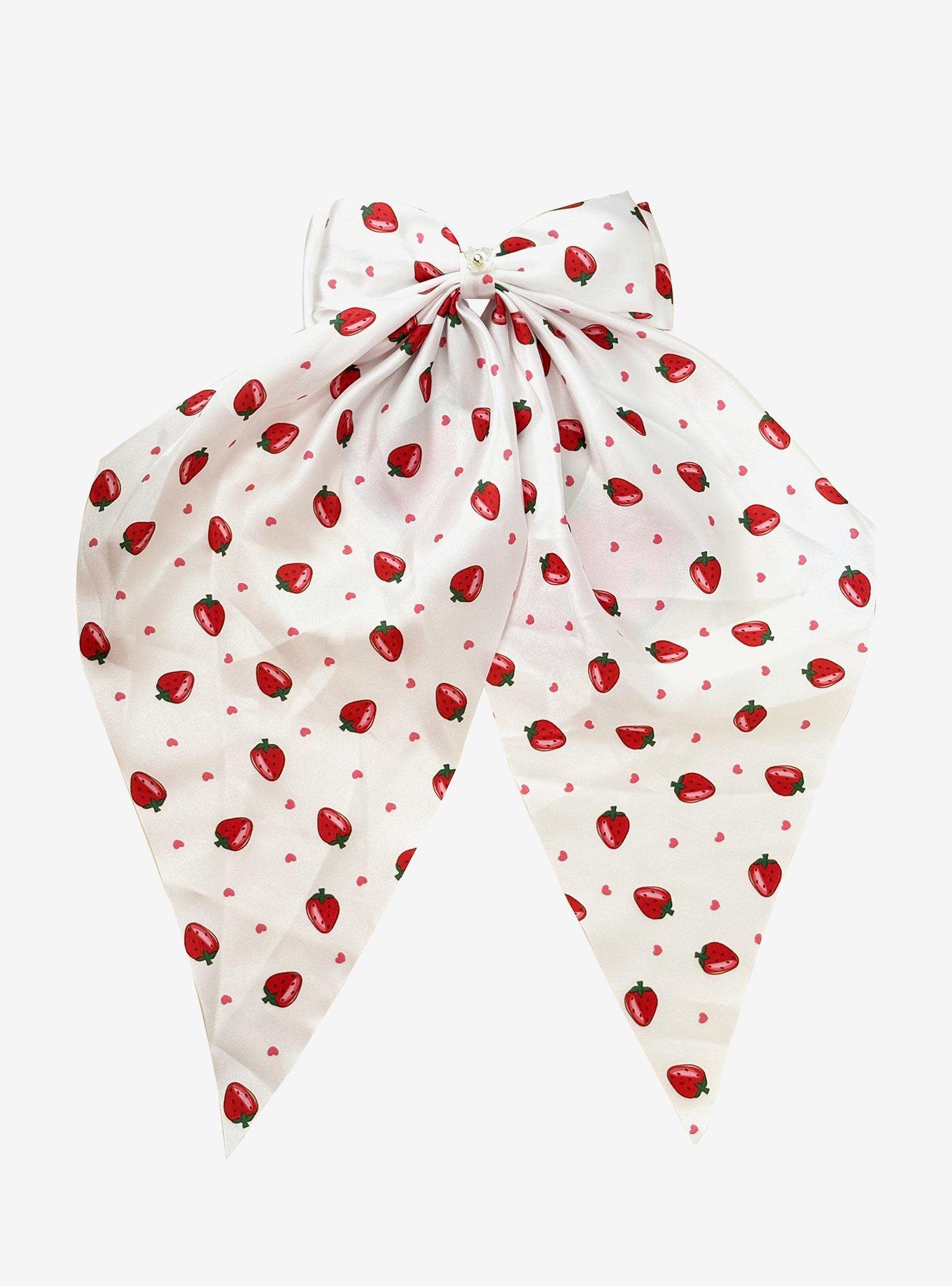 Sweet Society Strawberry & Heart Print Hair Bow, , alternate