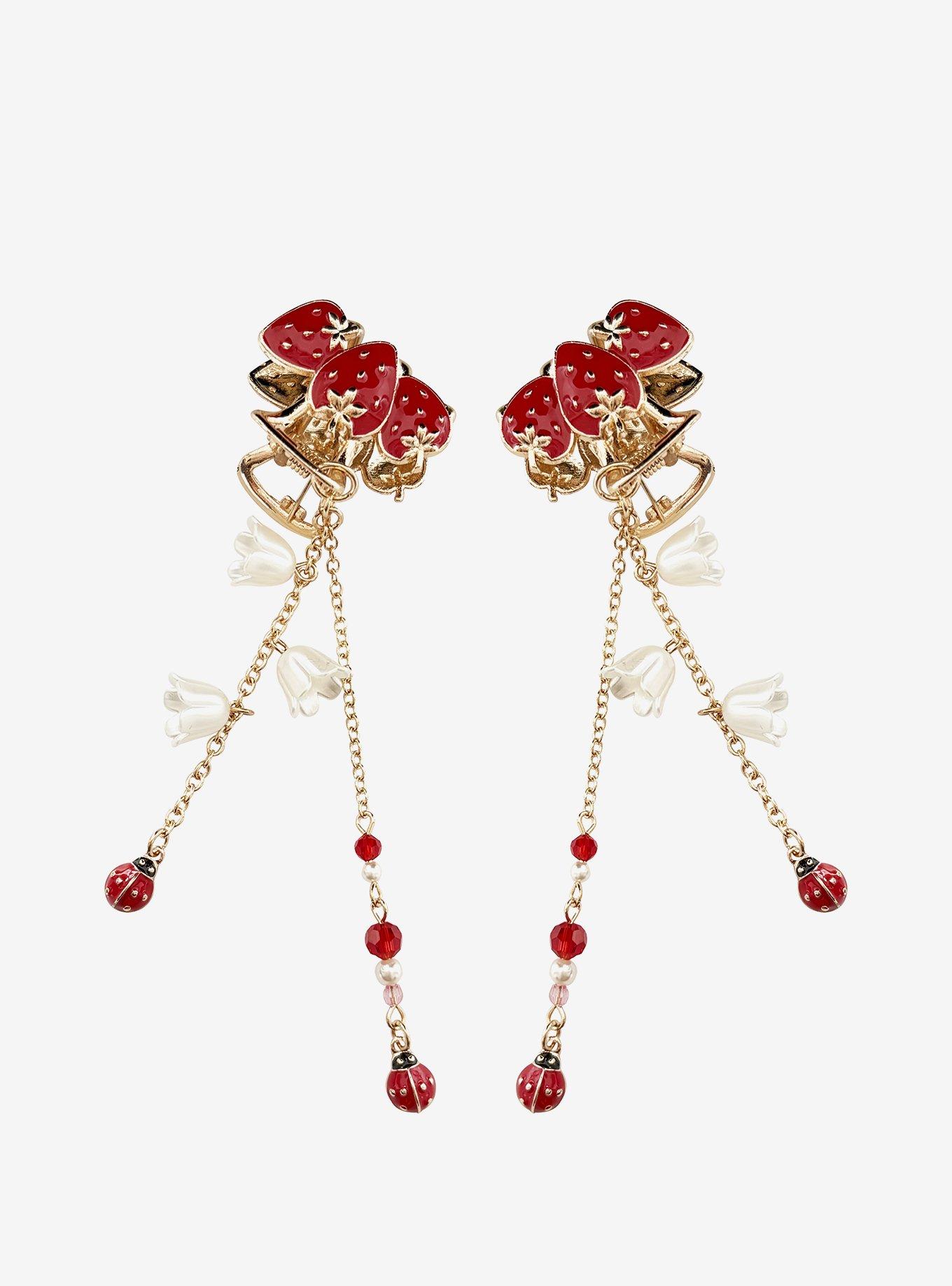 Sweet Society Strawberry Ladybug Mini Claw Hair Clip Set, , hi-res