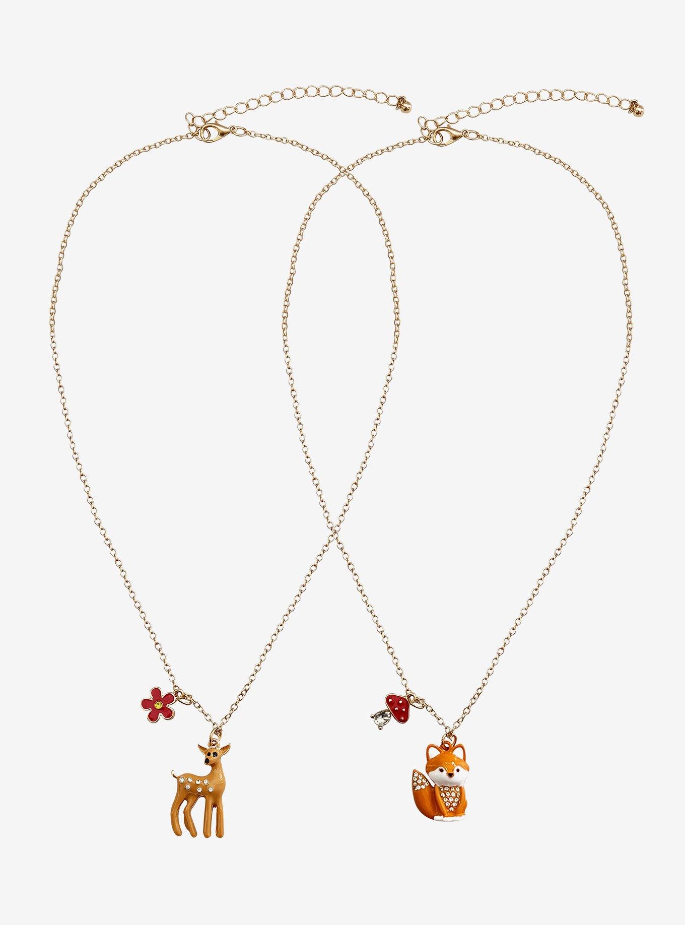 Thorn & Fable Deer & Fox Best Friend Necklace Set, , hi-res