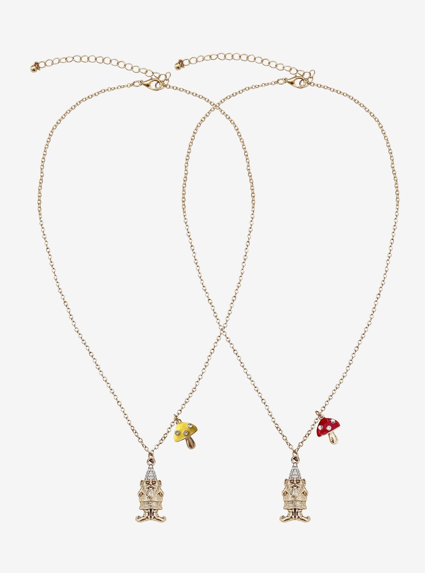 Thorn & Fable Mushroom Gnomes Best Friend Necklace Set, , hi-res