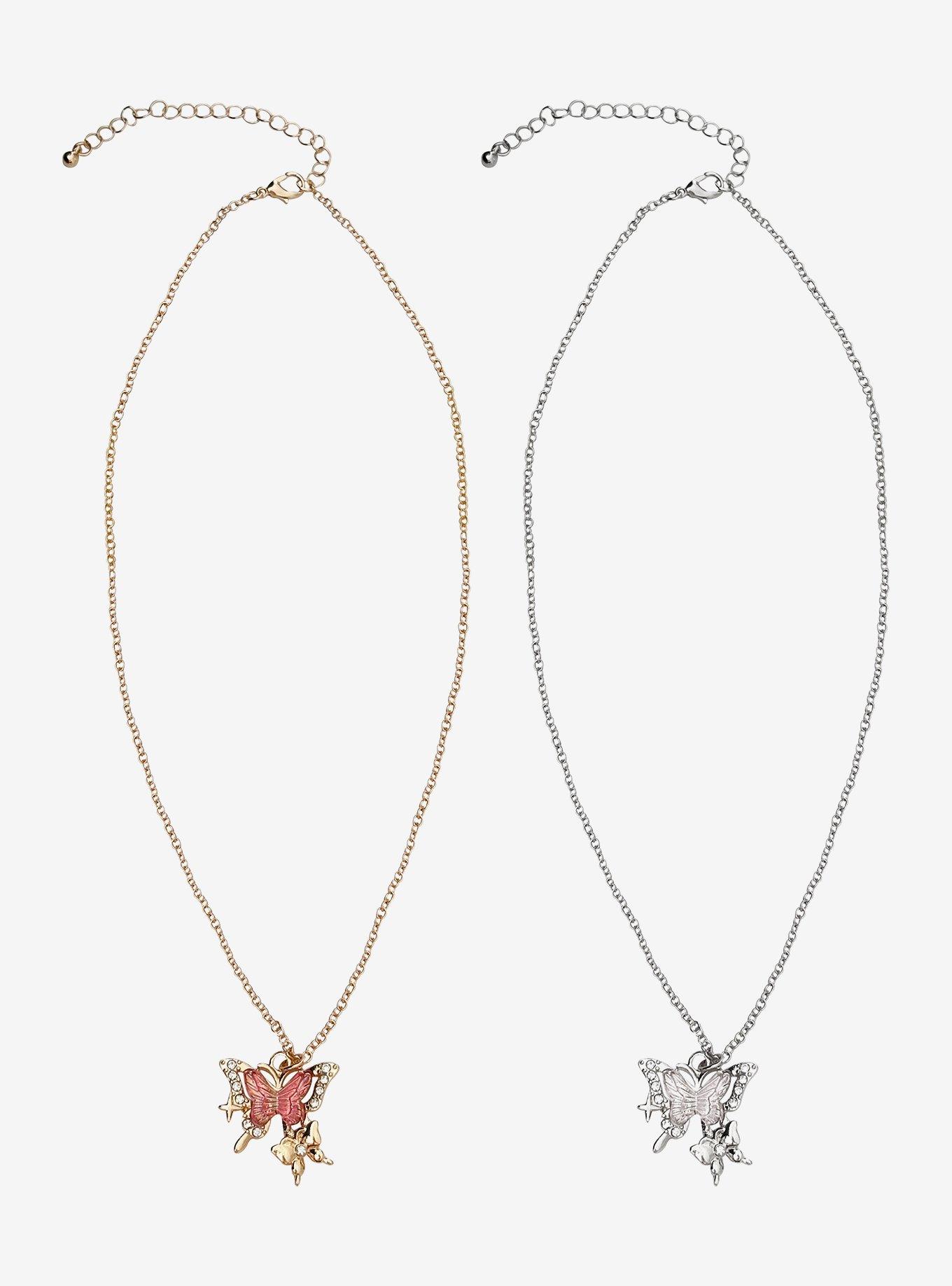 Sweet Society Butterfly Bling Best Friend Necklace Set, , hi-res