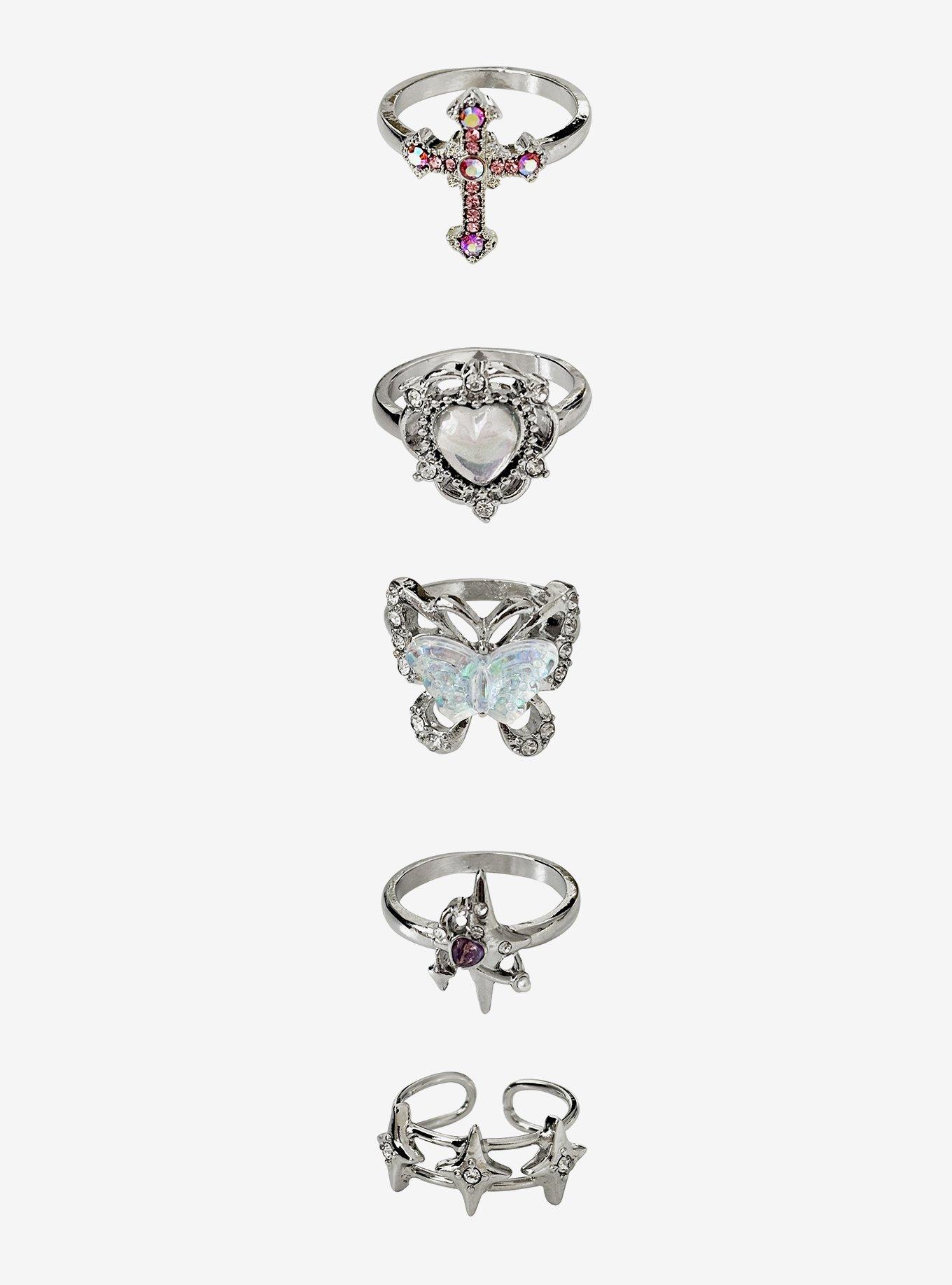 Sweet Society Pink Aurora Gem Ring Set, , hi-res