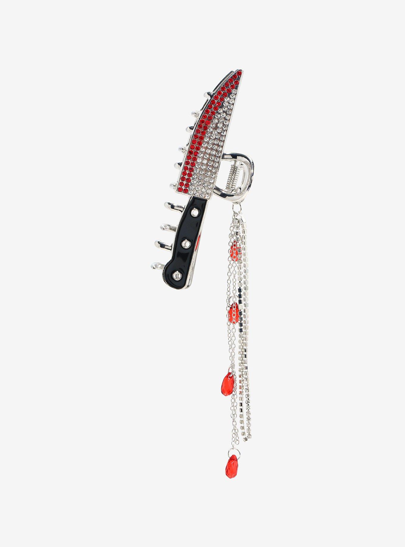 Bloody Knife Bling Claw Hair Clip, , hi-res