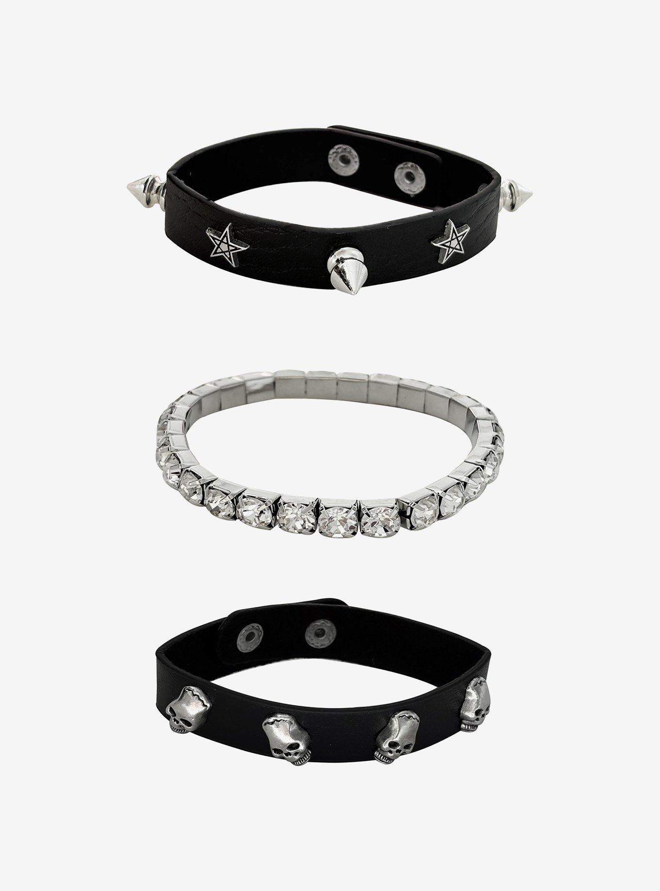 Skull Star Rhinestone Bracelet Set, , hi-res