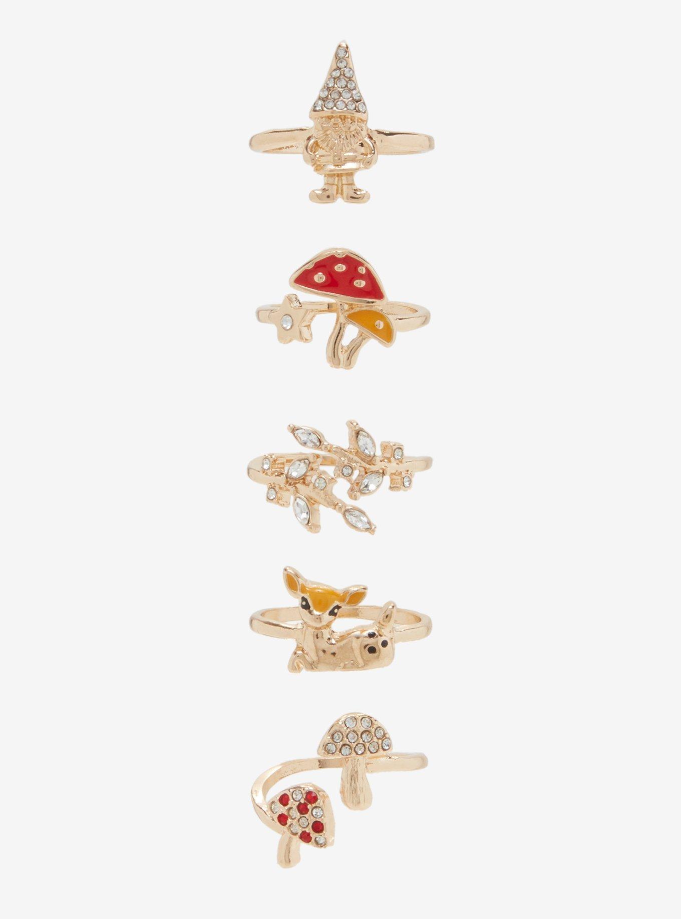 Thorn & Fable Deer Mushroom Ring Set, , hi-res