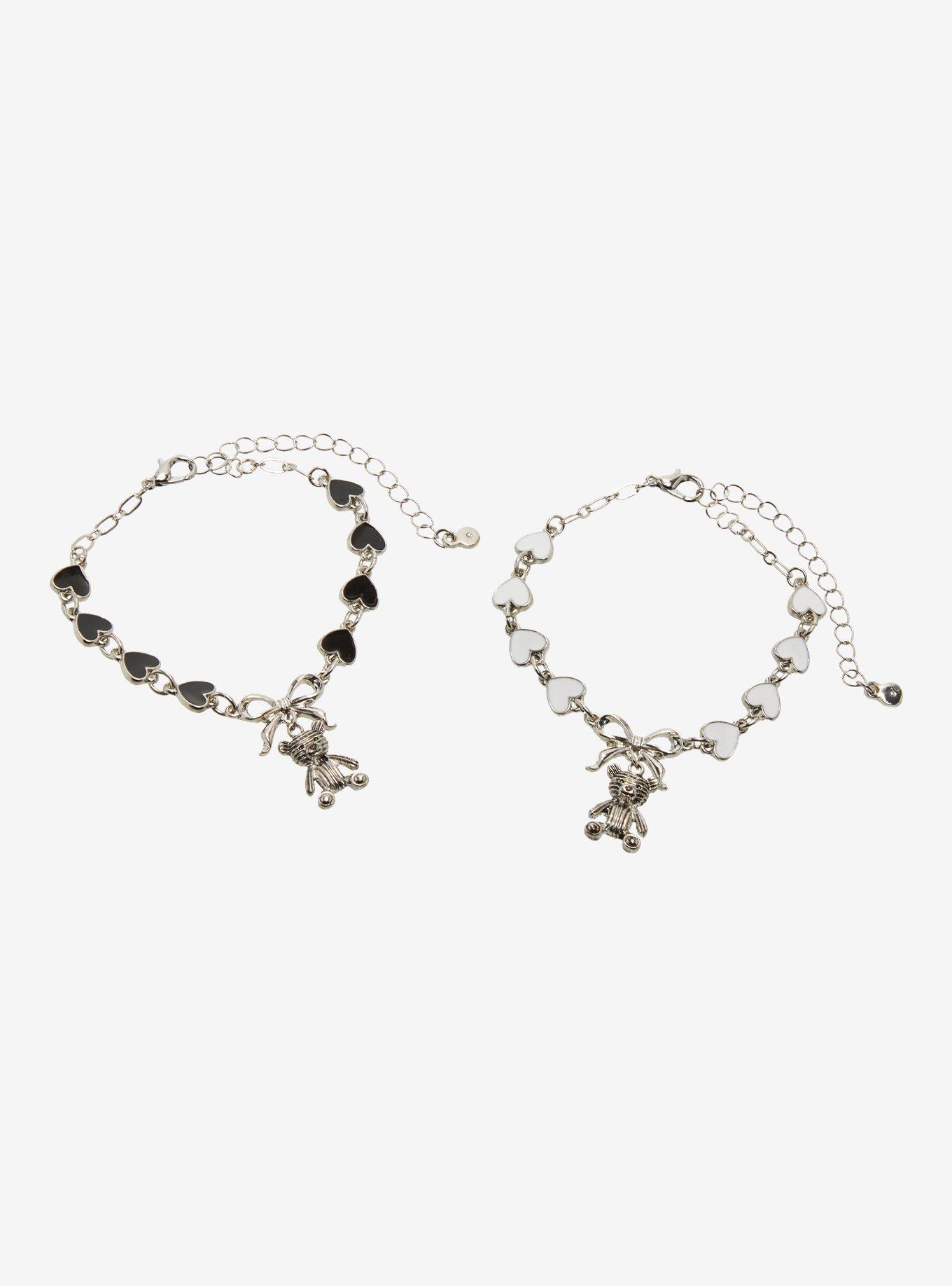 Sweet Society Teddy Bear Heart Best Friend Bracelet Set, , hi-res