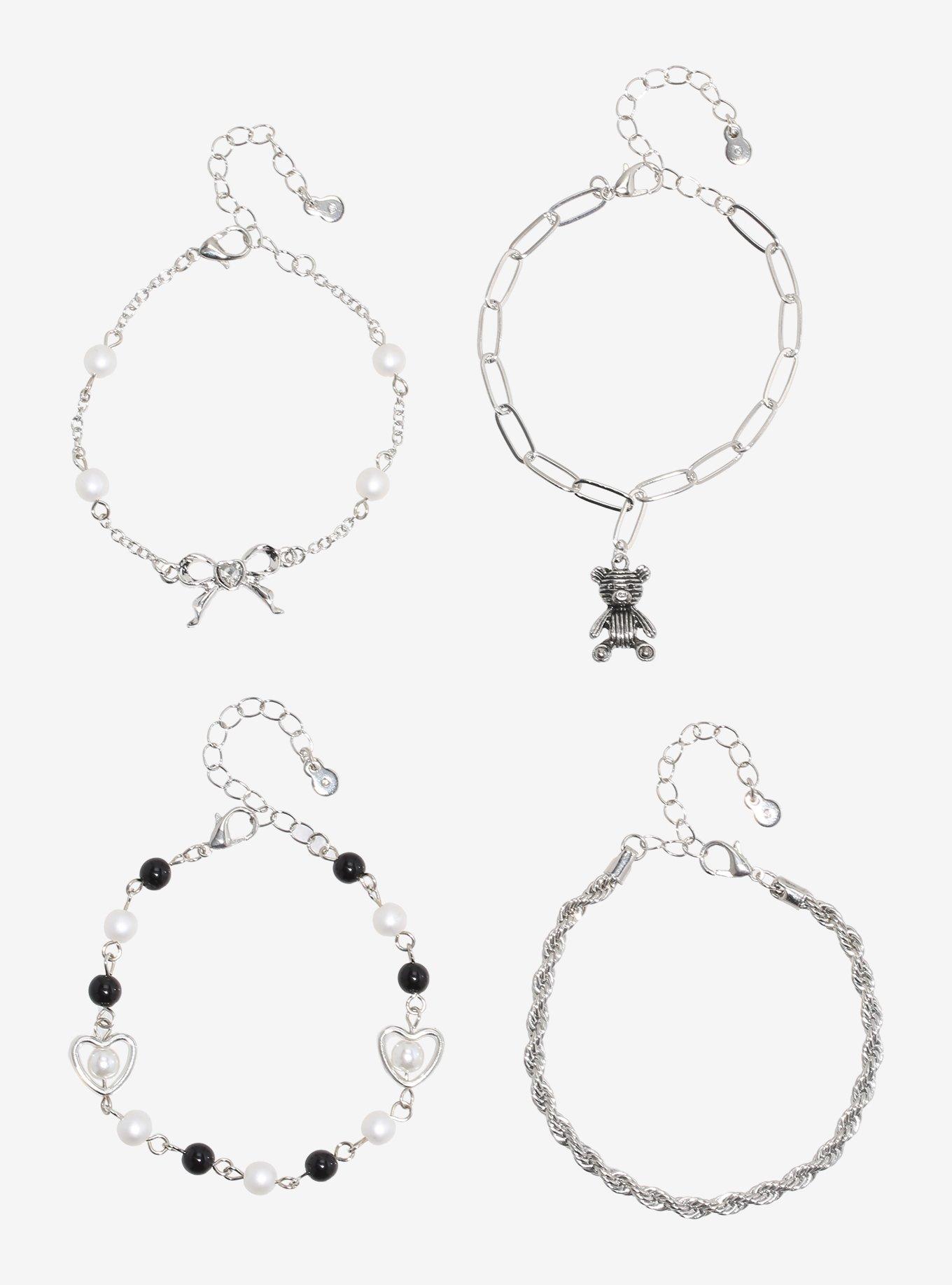 Sweet Society Teddy Bear Heart Bow Bracelet Set, , alternate