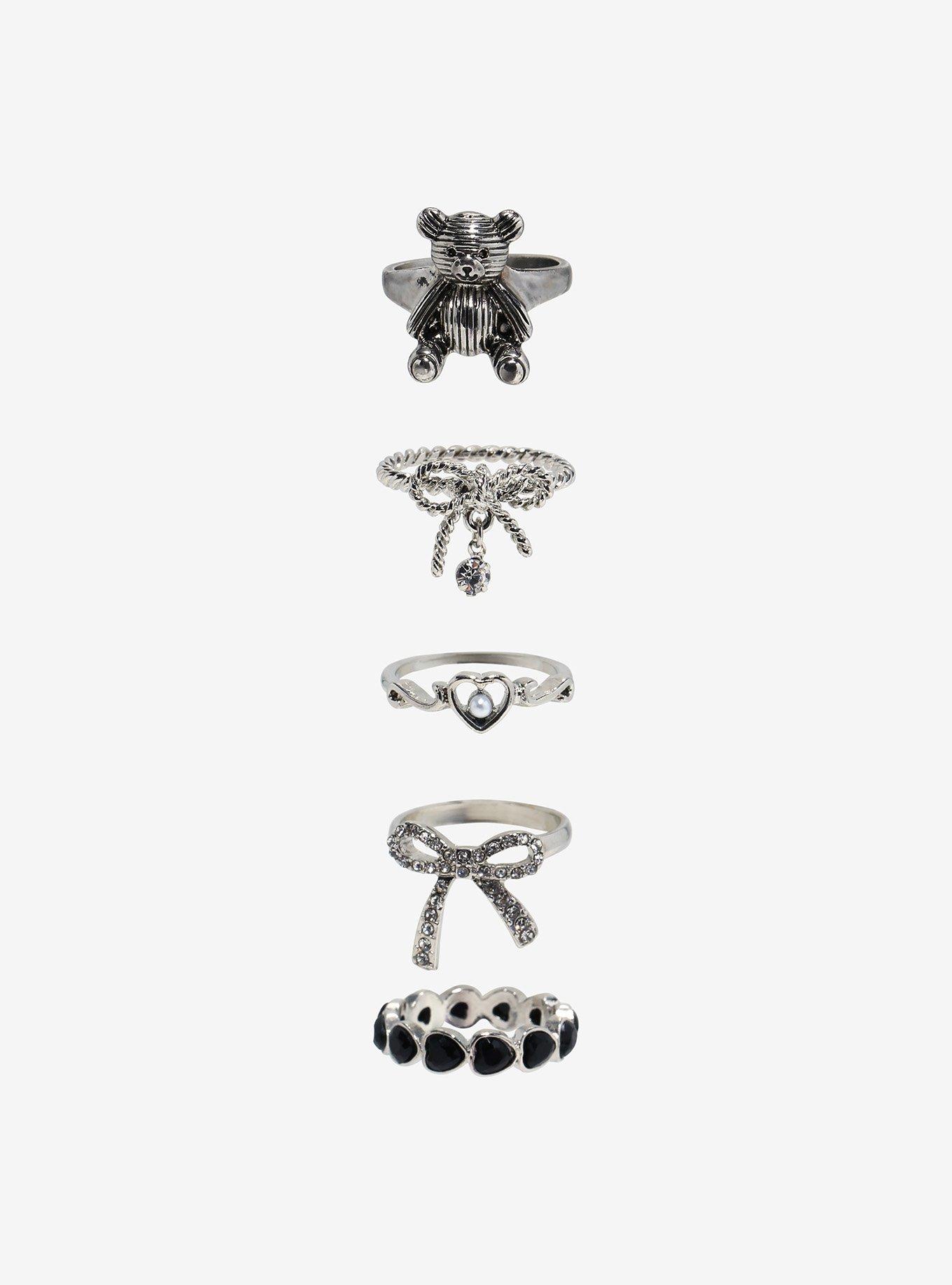 Sweet Society Teddy Bear Bling Bow Ring Set, , hi-res