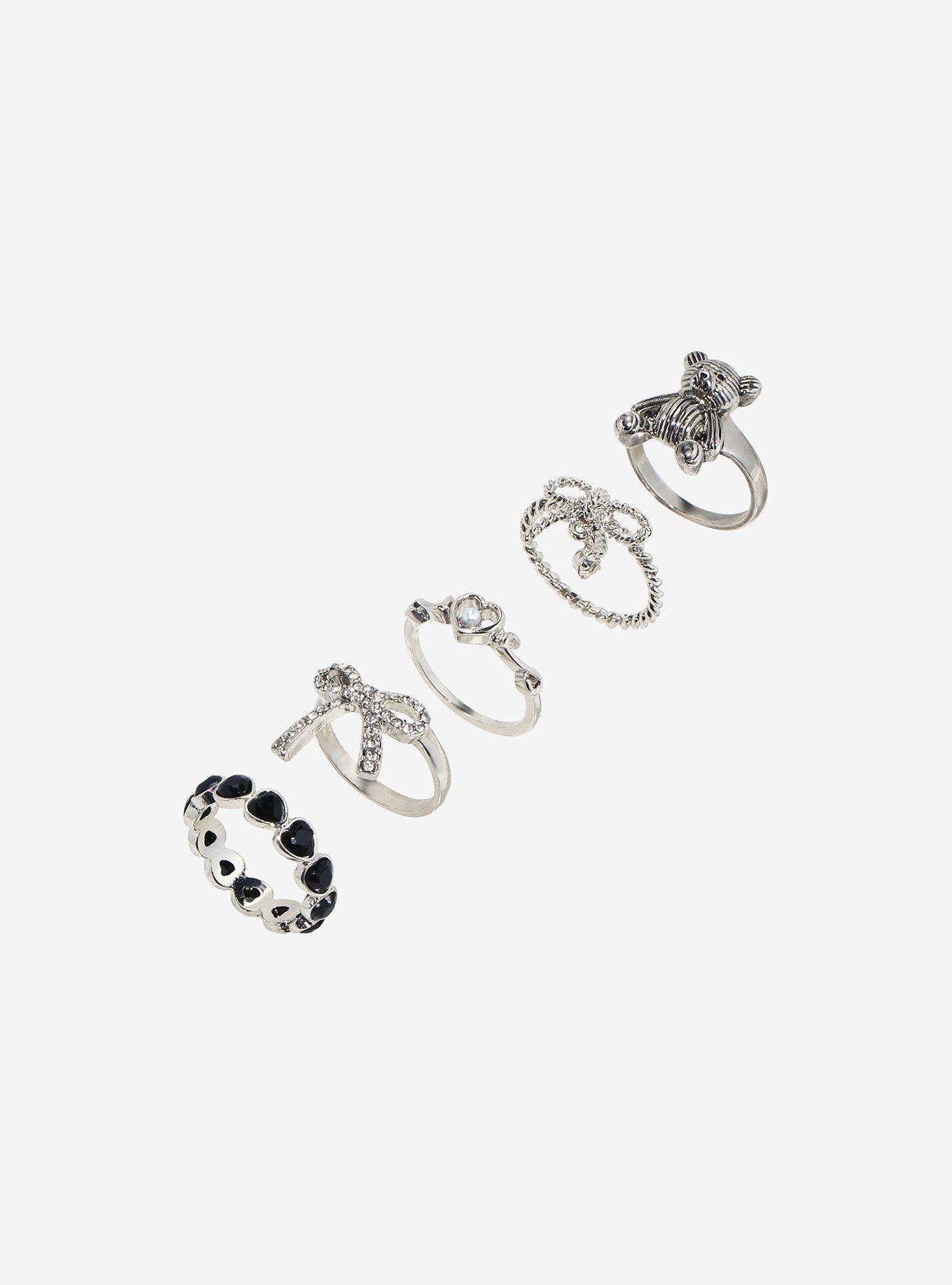 Sweet Society Teddy Bear Bling Bow Ring Set, , alternate