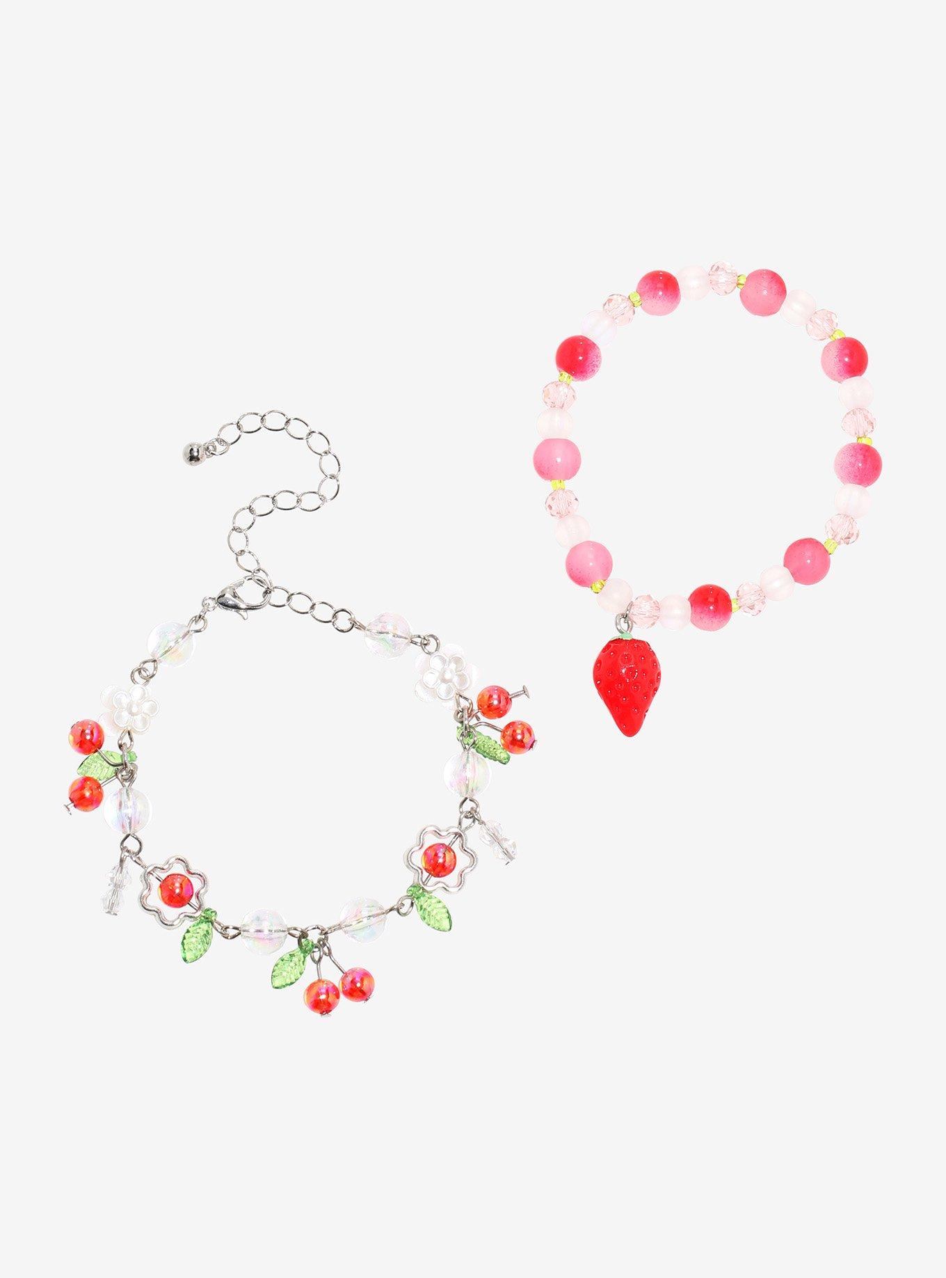 Sweet Society Strawberry Cherry Bead Bracelet Set, , hi-res