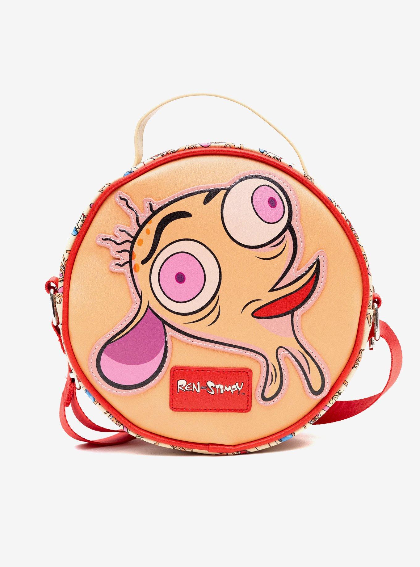 Ren and Stimpy Face Close Up Round Crossbody Bag, , alternate