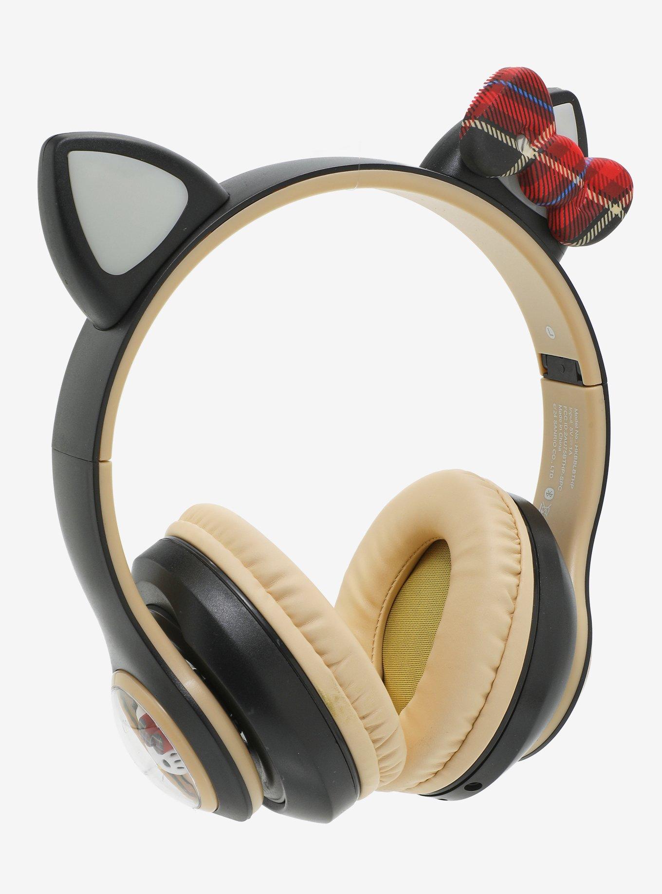 Hello Kitty Ears Plaid Light-Up Wireless Headphones, , hi-res