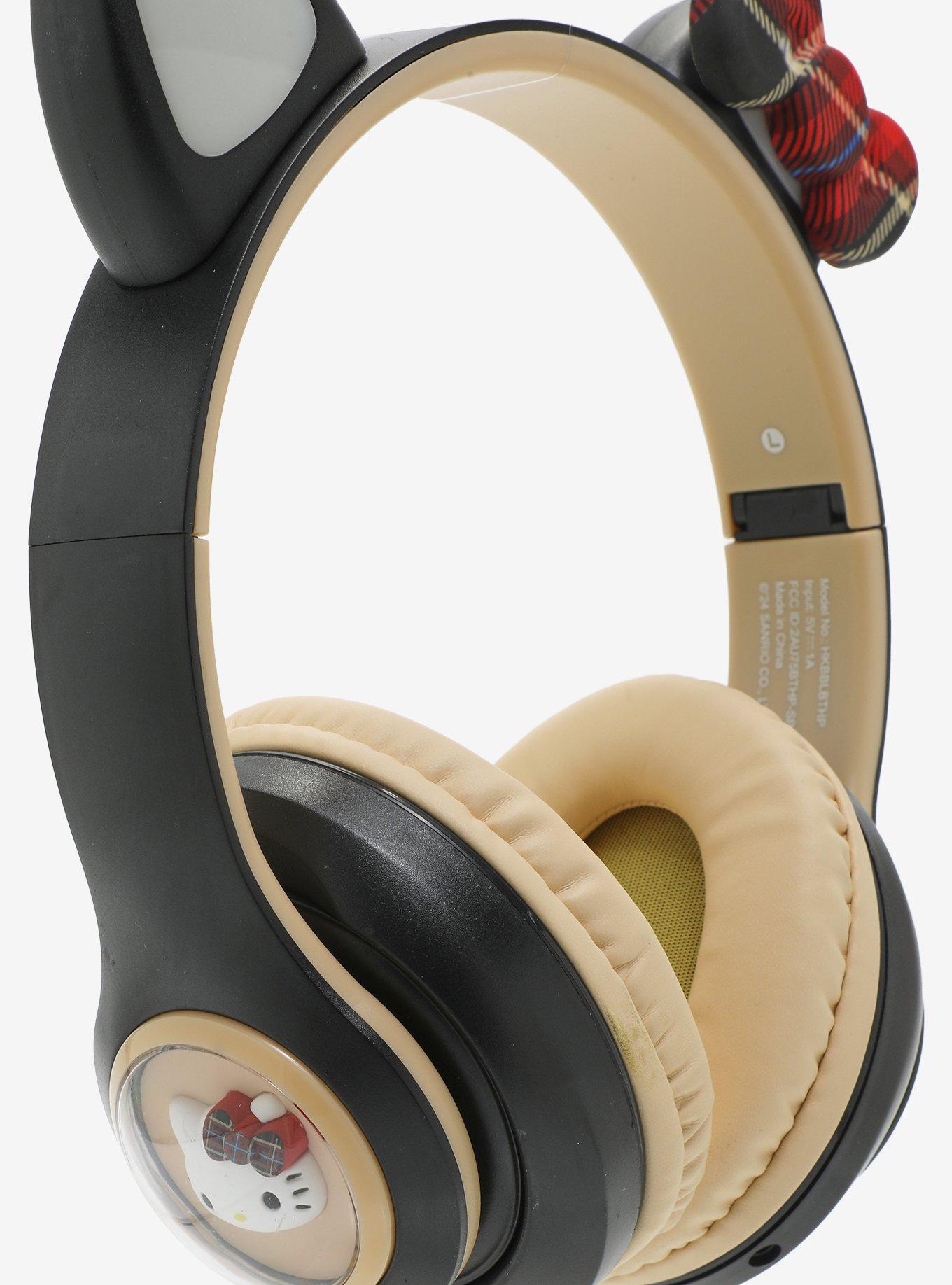 Hello Kitty Ears Plaid Light-Up Wireless Headphones, , alternate