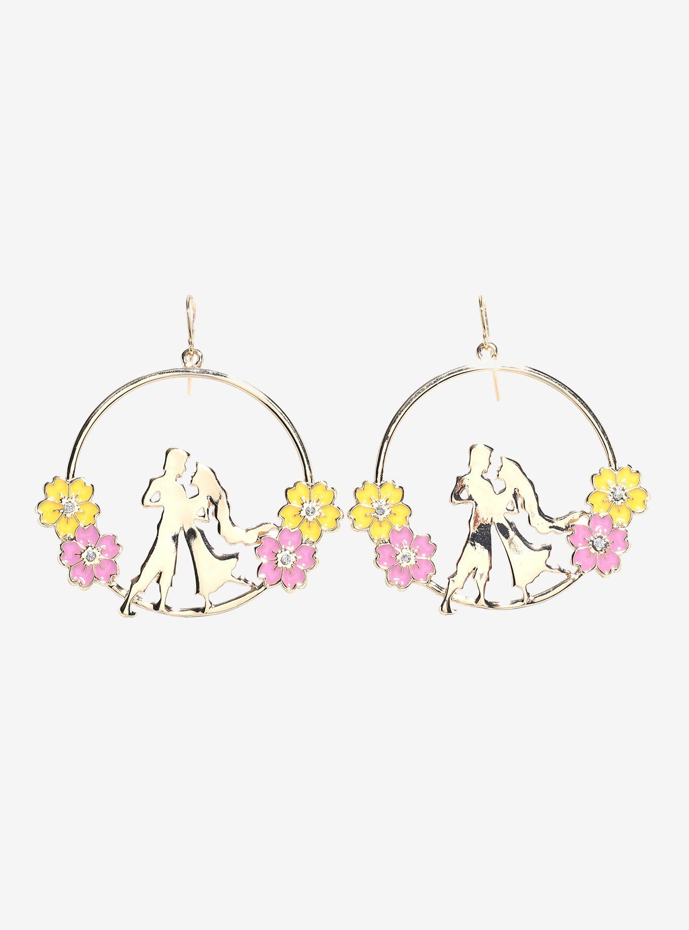 Disney Tangled Rapunzel & Flynn Silhouette Hoop Earrings, , hi-res