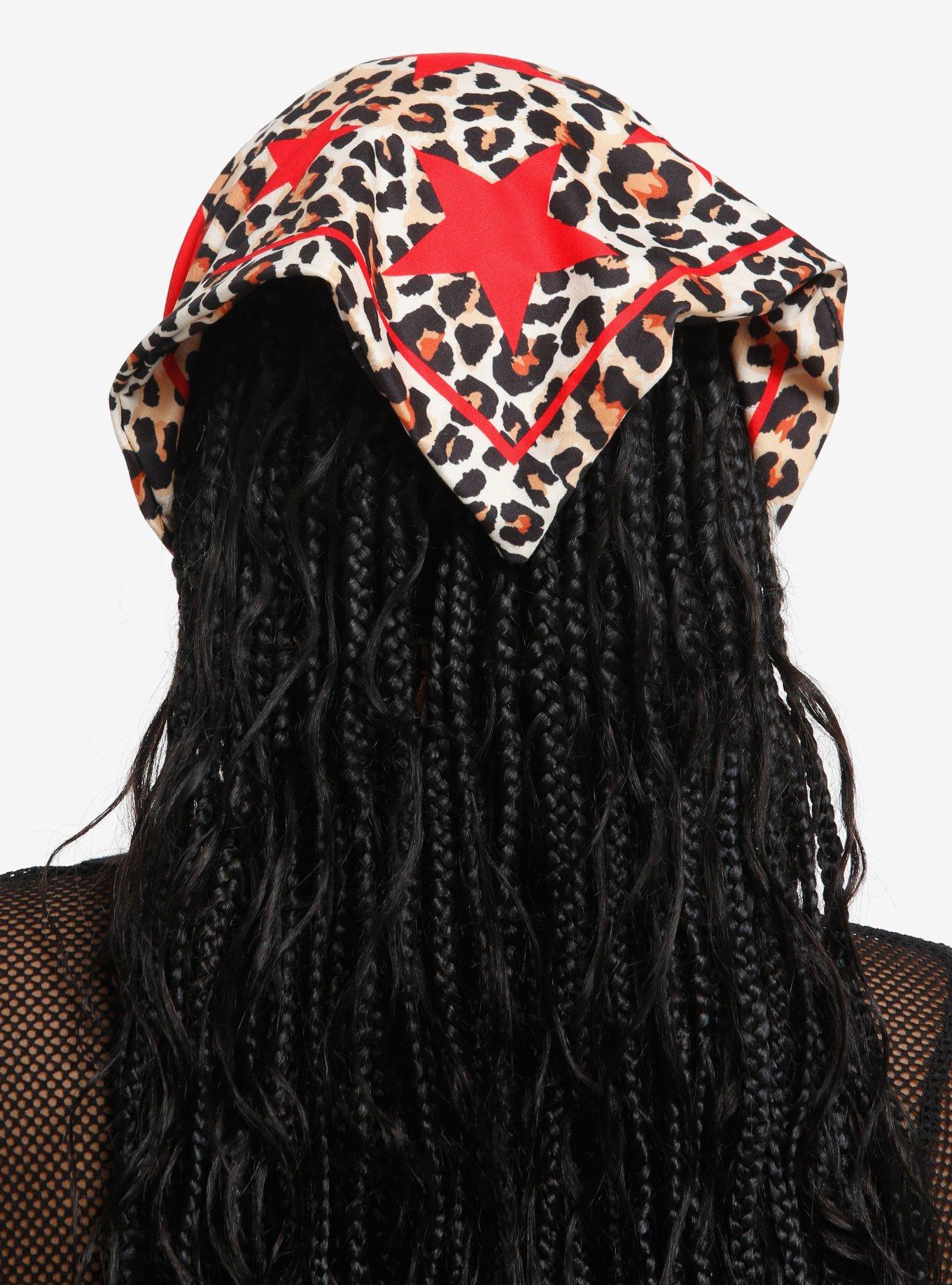 Leopard Print Red Star Toss Hair Scarf, , hi-res