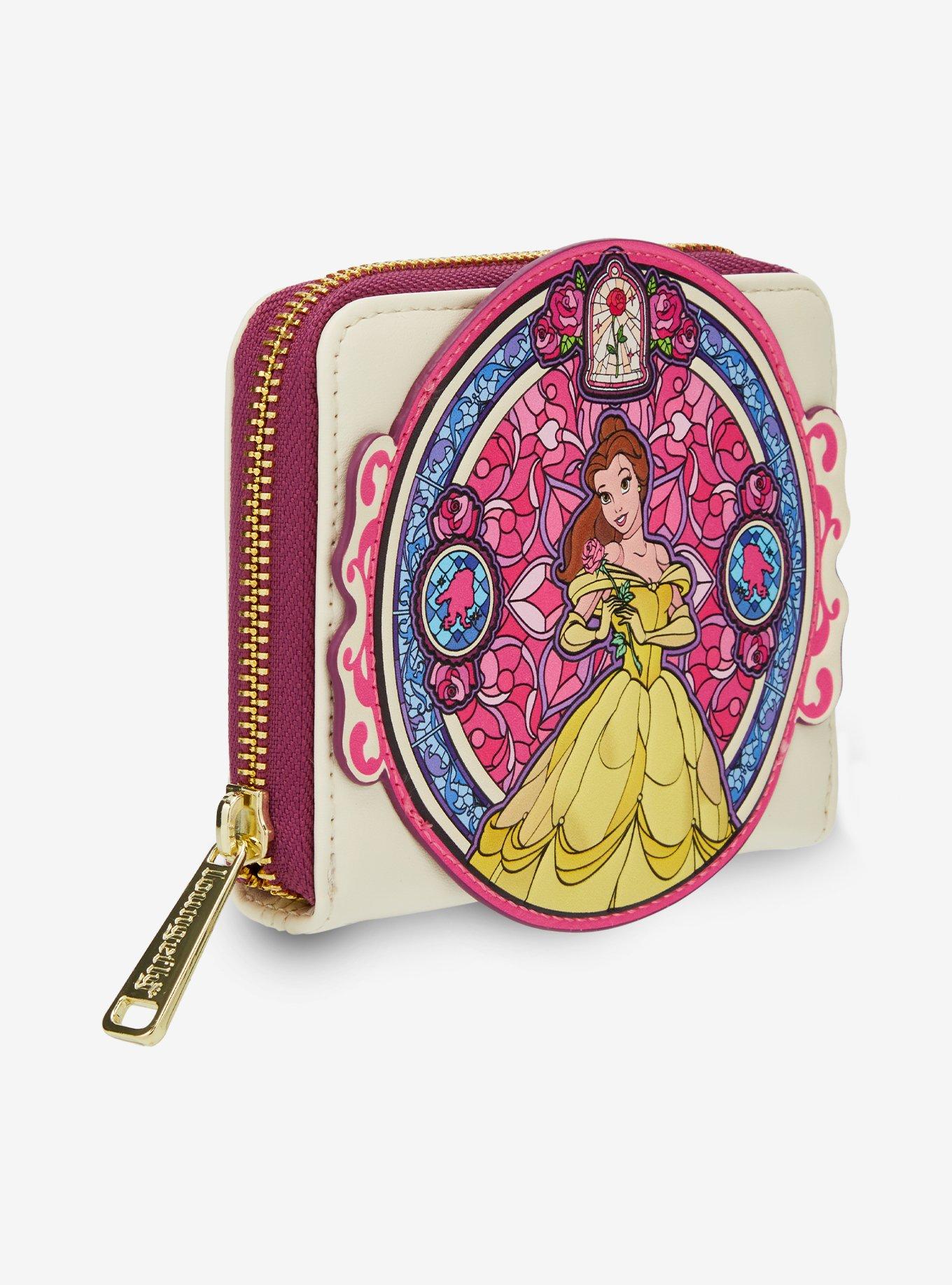 Loungefly Disney Beauty and the Beast Belle Stained Glass Portrait Small Zip Wallet - BoxLunch Exclusive, , hi-res