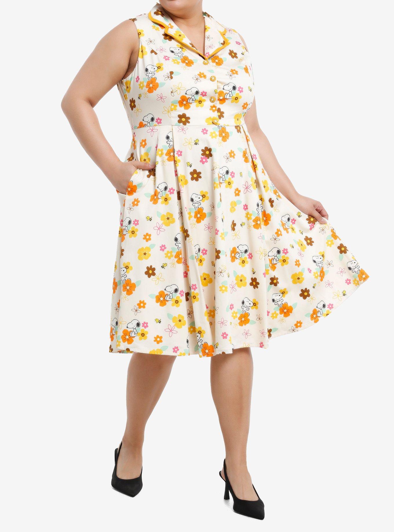 Her Universe Peanuts Snoopy Floral Retro Dress Plus Size Her Universe Exclusive, , hi-res