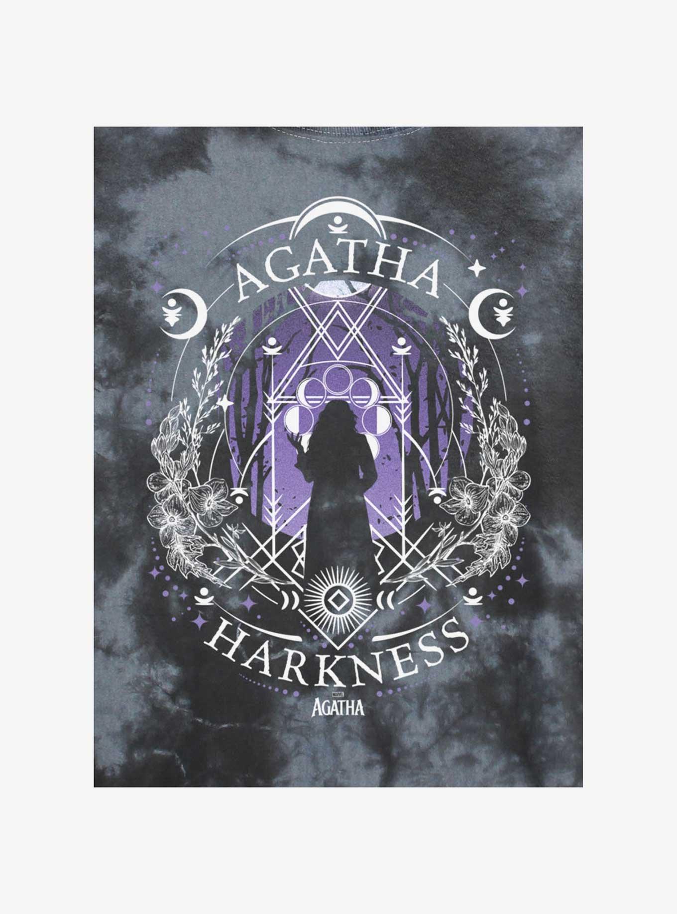 Marvel Agatha Harkness Star Sign Tie Dye Crop Girls T-Shirt Hot Topic Exclusive, , hi-res