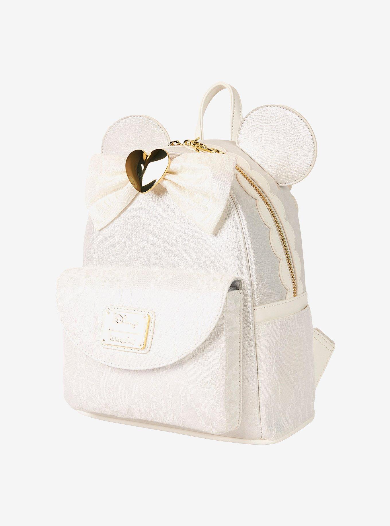 Loungefly Disney Minnie Mouse Ears Lace Wedding Mini Backpack, , alternate